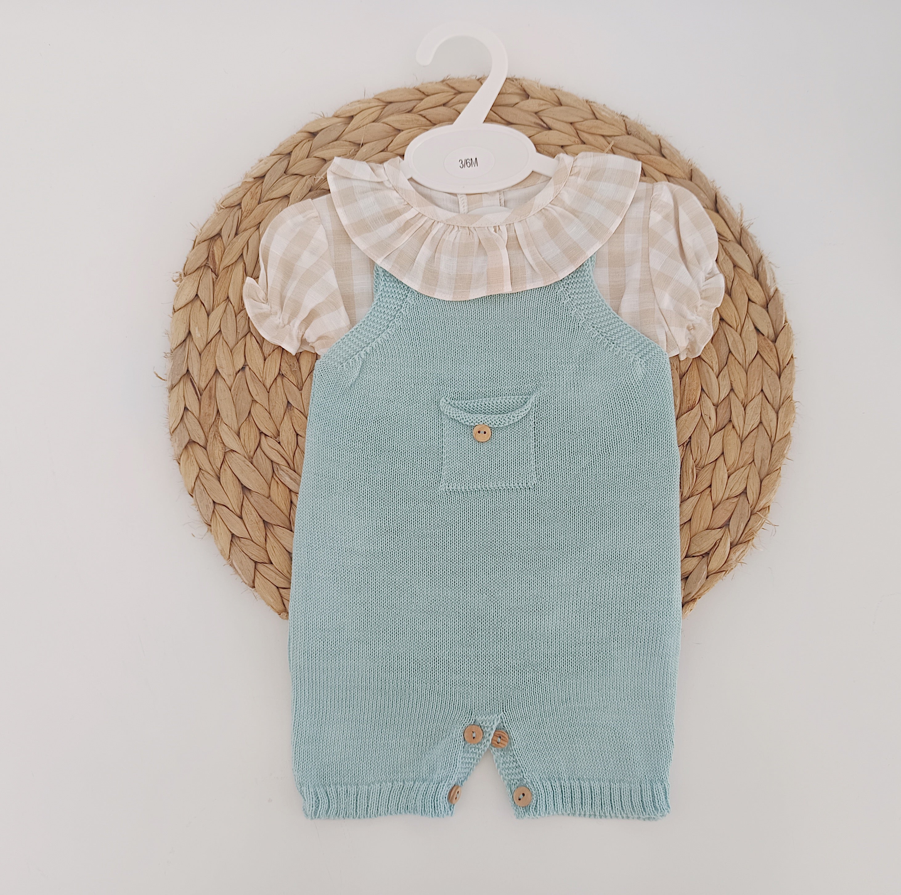 Macacão de Malha Bolso com camisa xadrez Verde