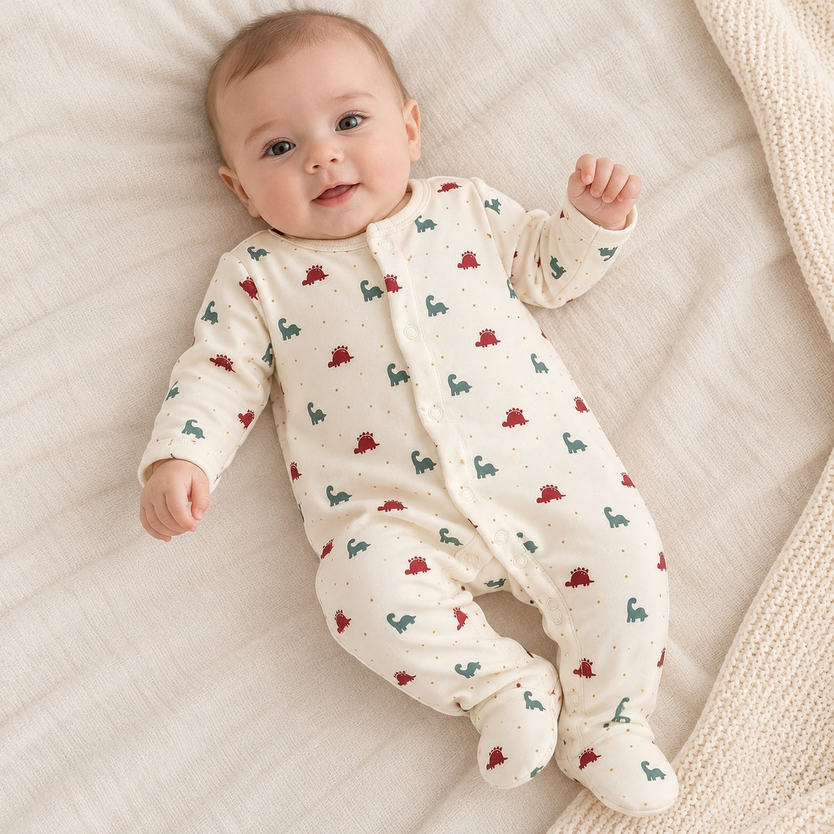 Babygrow Algodão Dinos Pérola