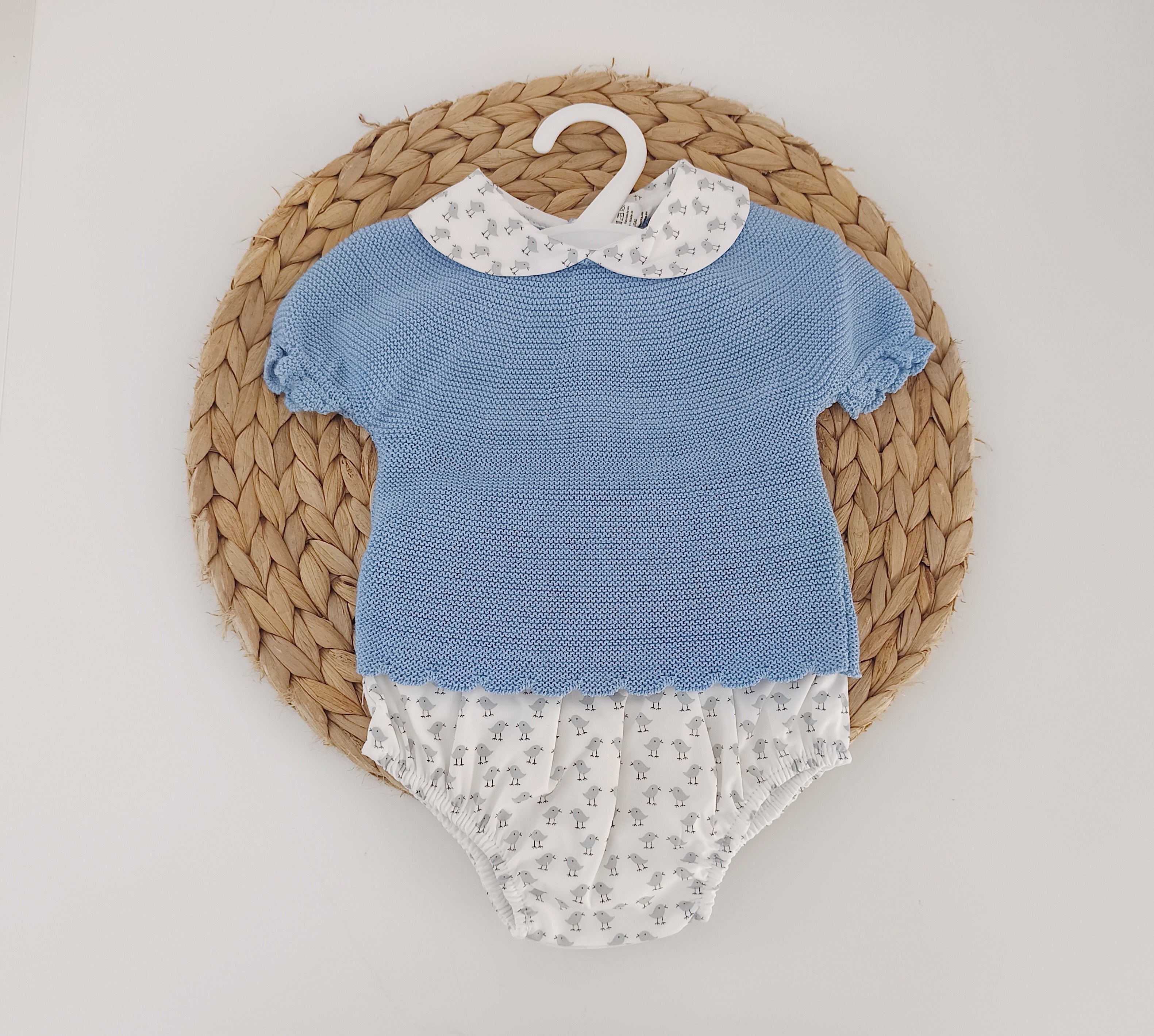 Tapa Fraldas Passarinhos com Camisola Azul