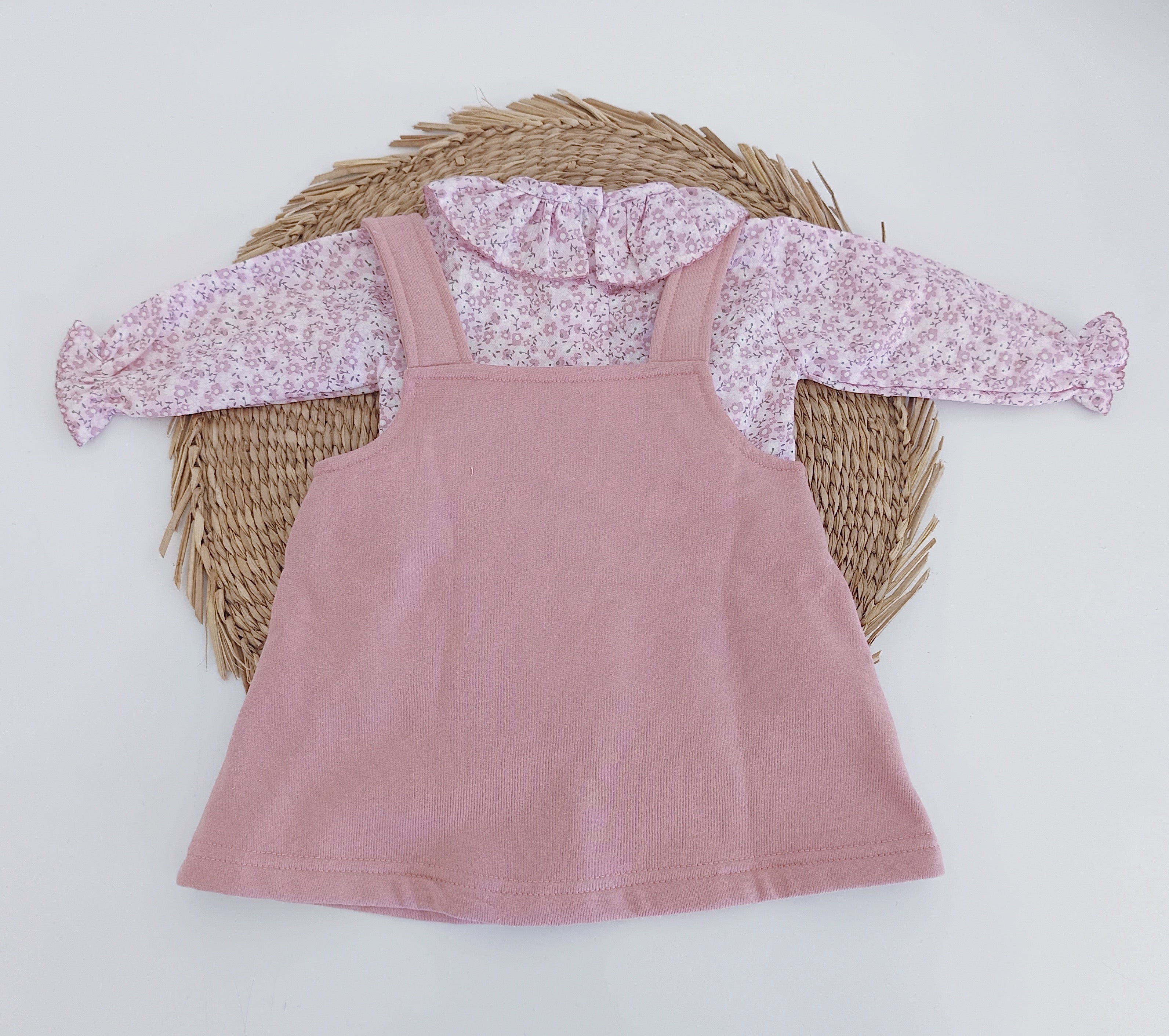 Vestido com Blusa Flores Rosa Velho