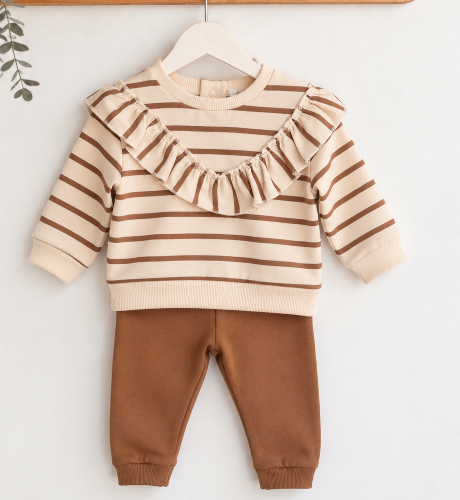 Conjunto de Leggins e Camisola Riscas Camel
