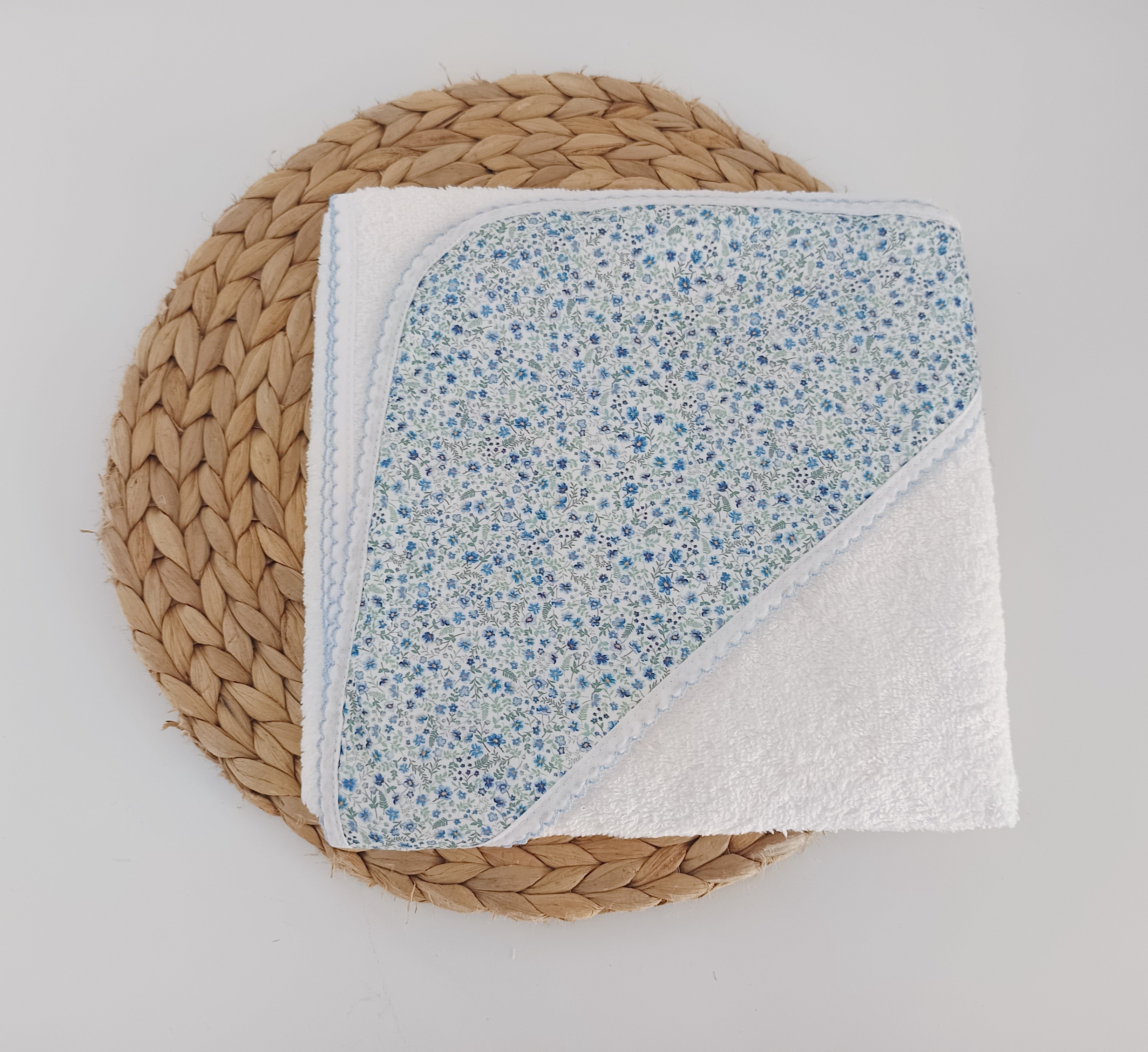 Toalha de banho Bebé Flores Azul