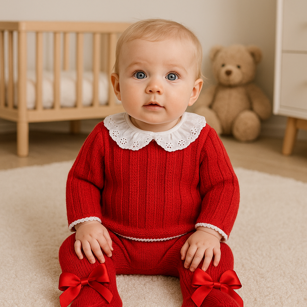 Conjunto de Malha Laços Vermelho