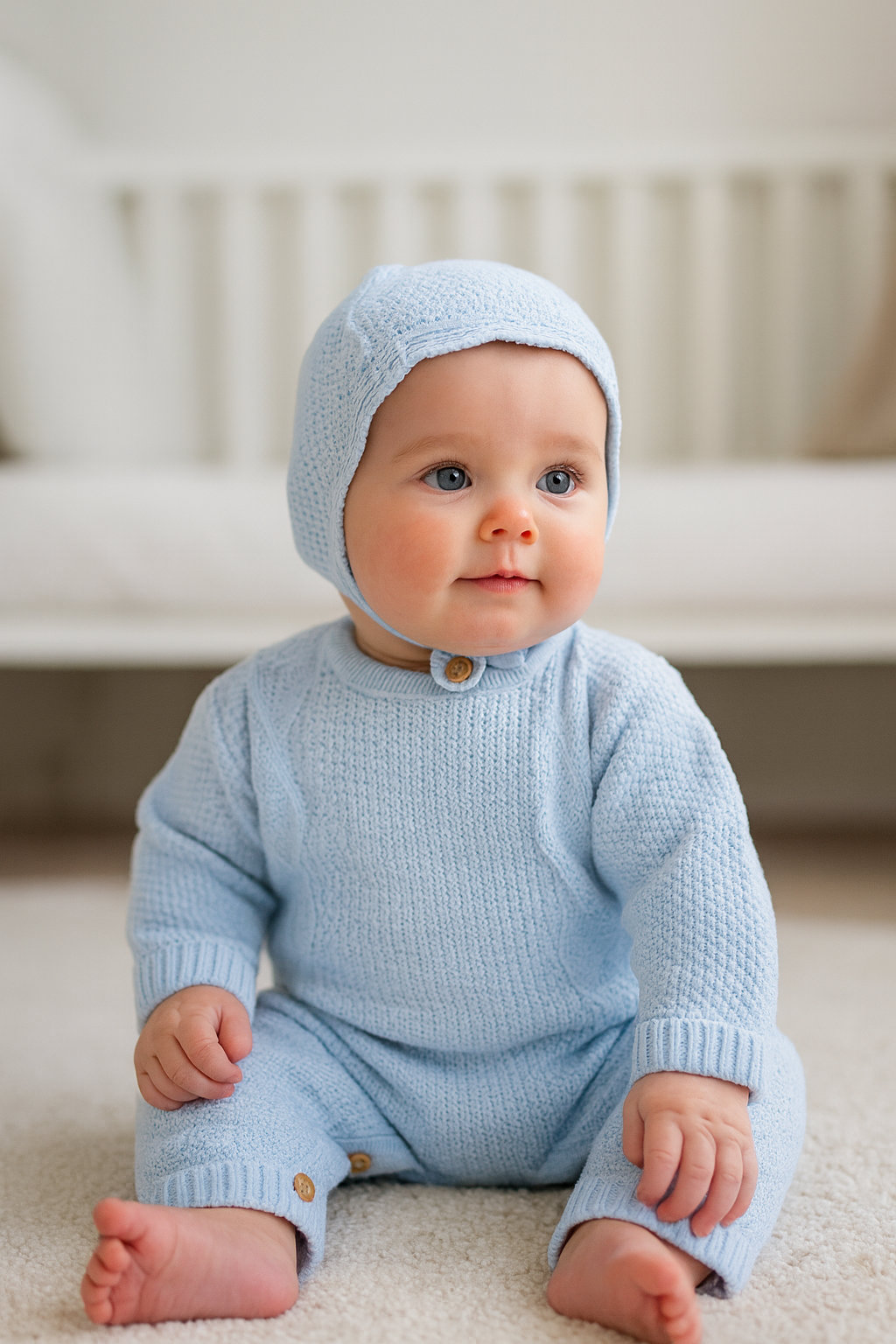 Babygrow de Malha Losangos com Touca Azul