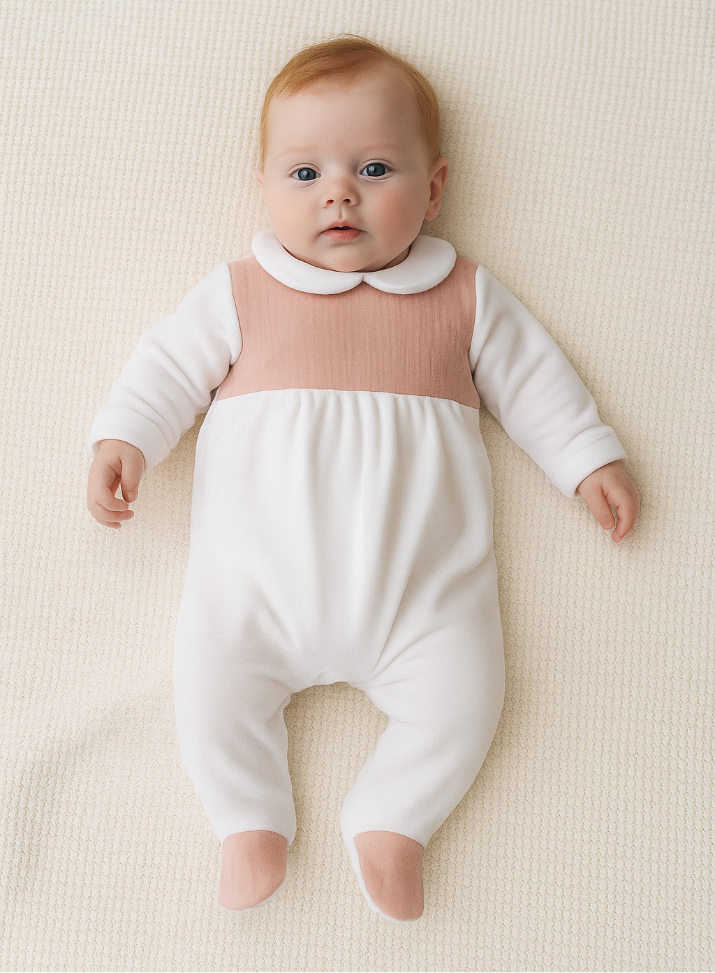 Babygrow com Peitilho em Musselina Rosa Velho