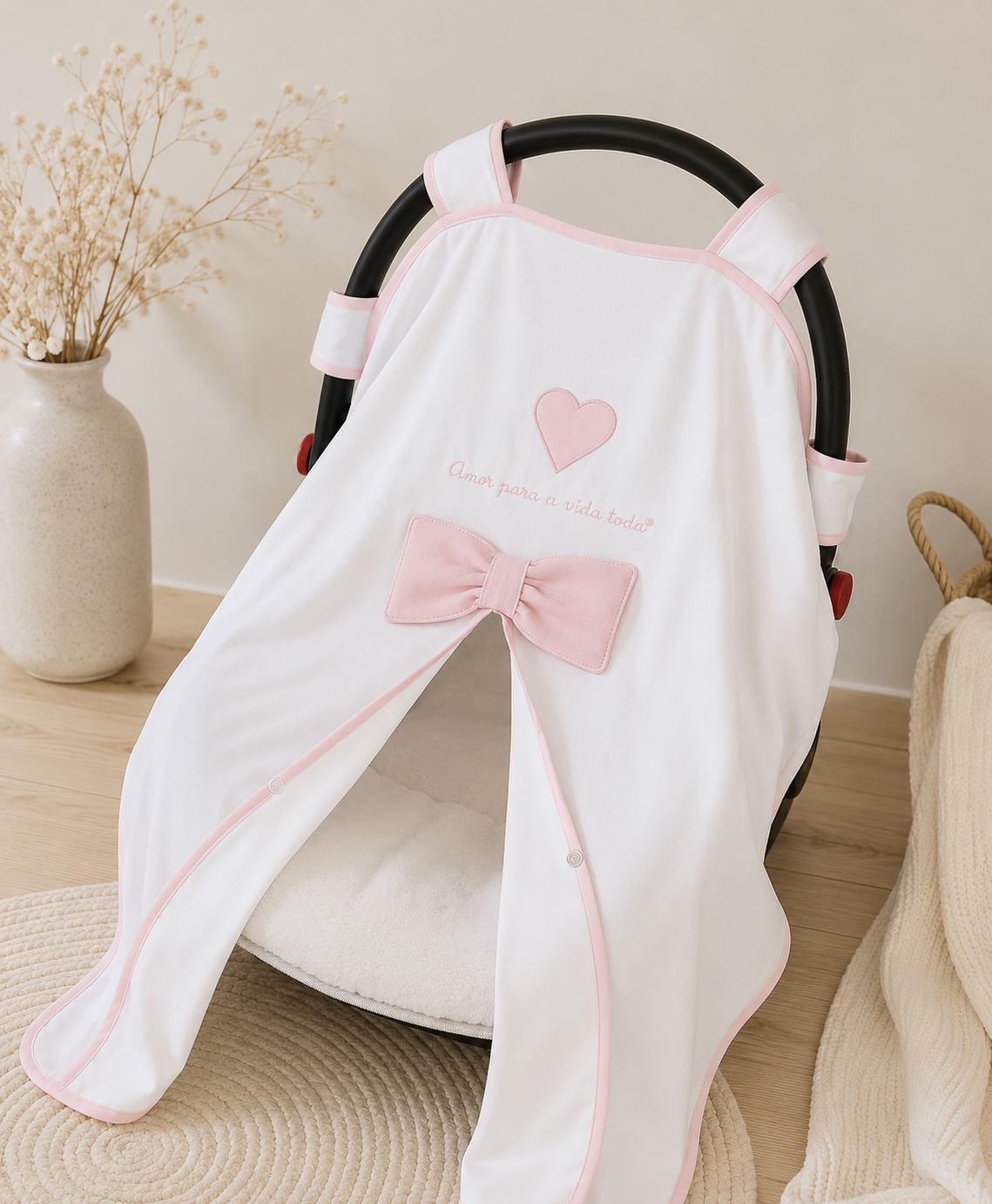 Amor Para a Vida Toda® | Fralda Tapa Ovo Cortina Rosa