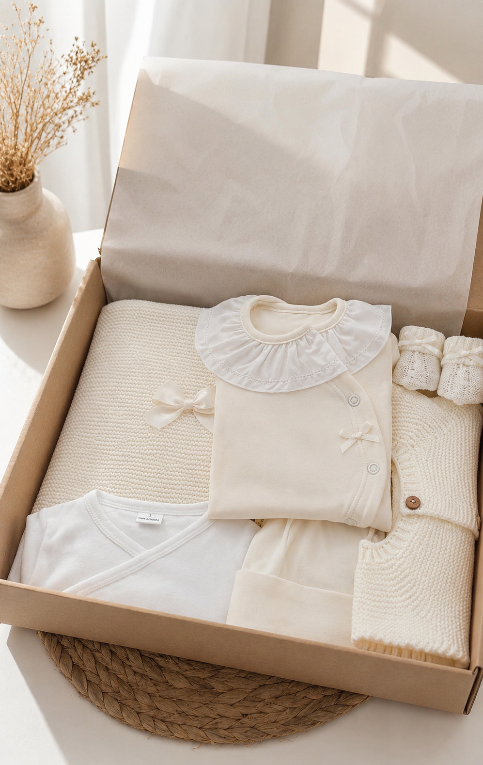 Conjunto Primeira Roupinha Basic Gola Pérola com manta
