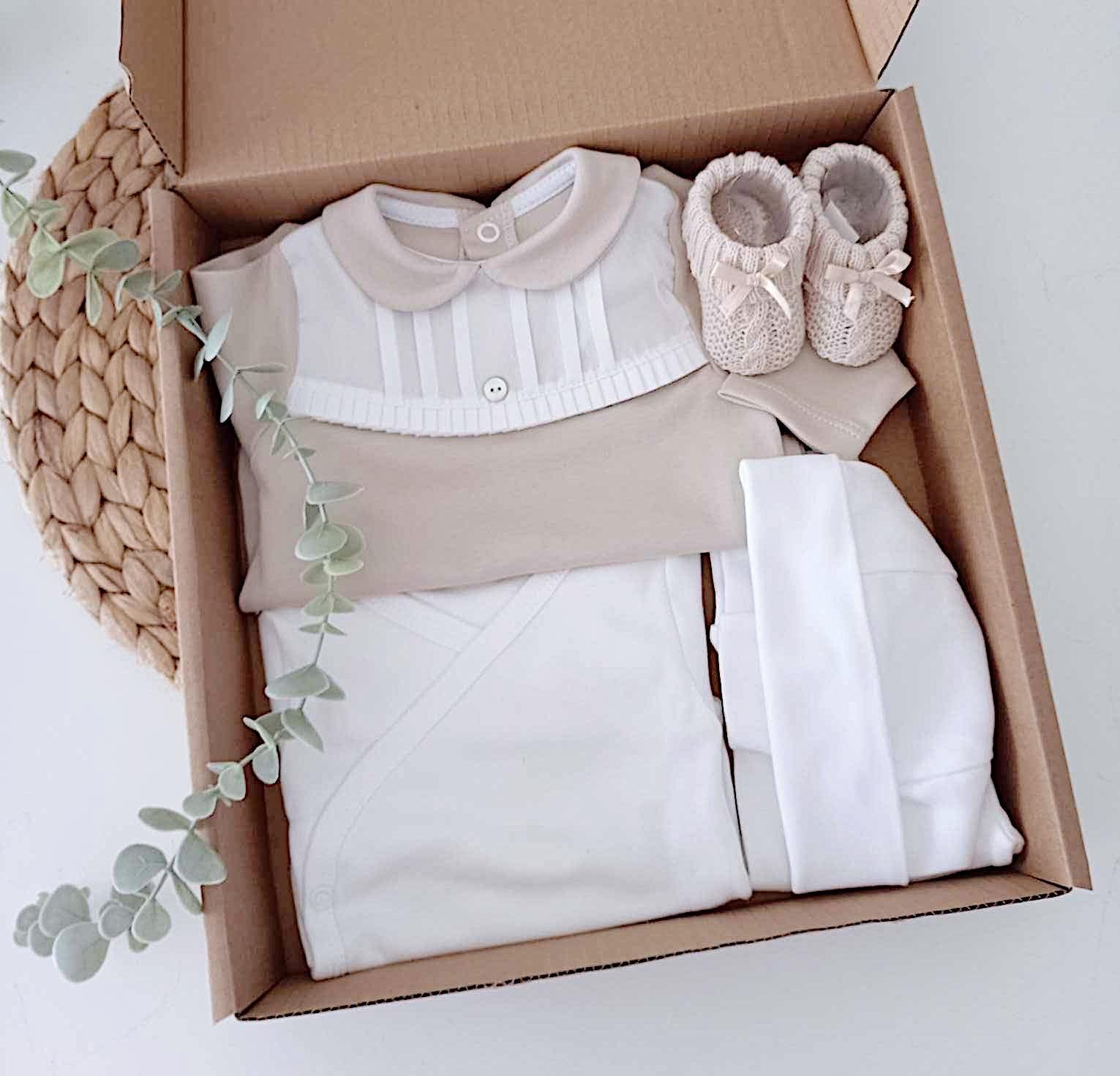 Conjunto Primeira Roupinha Algodão Peitilho Folho Areia