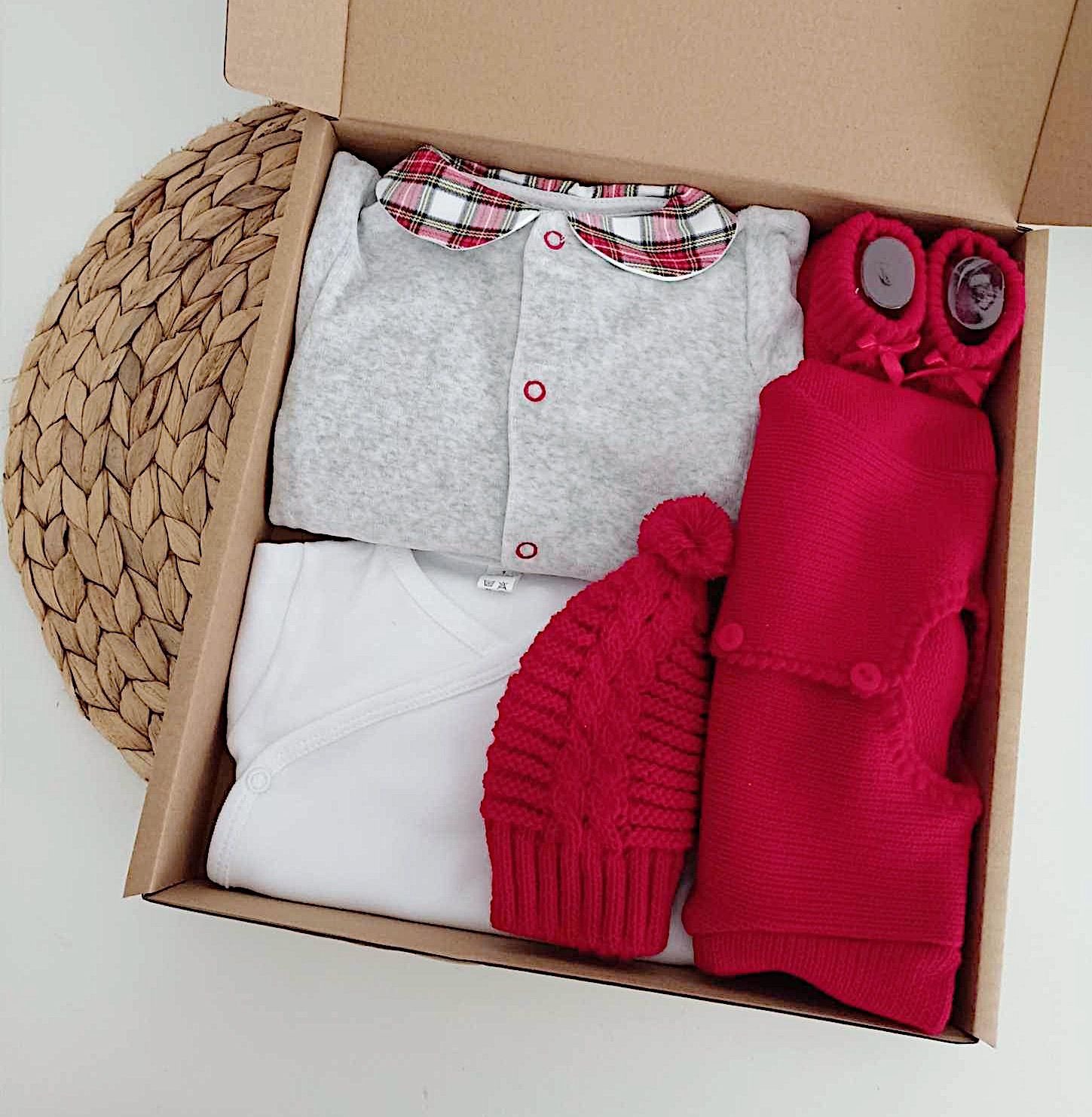 Conjunto de Bebé Veludo Xadrez Natal, conjunto natal