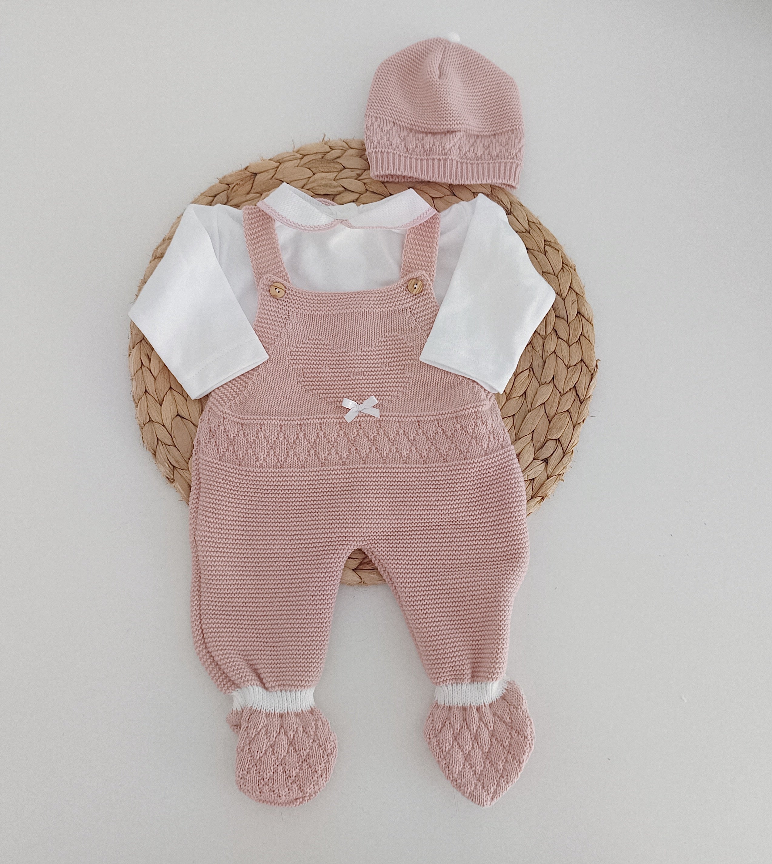 Jardineira Malha Saída Maternidade Urso Rosa Velho