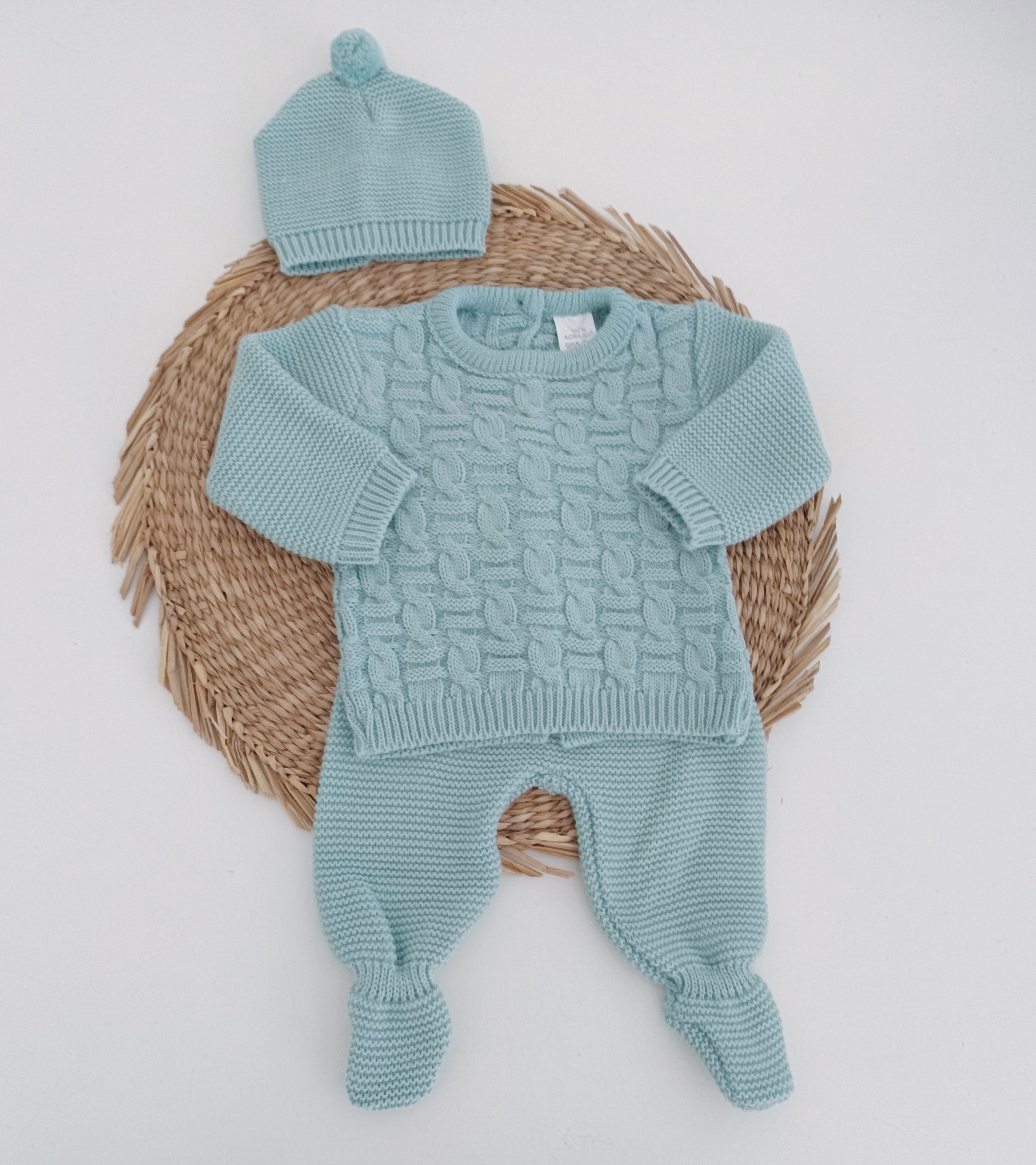 Conjunto de Malha Entrançado Verde