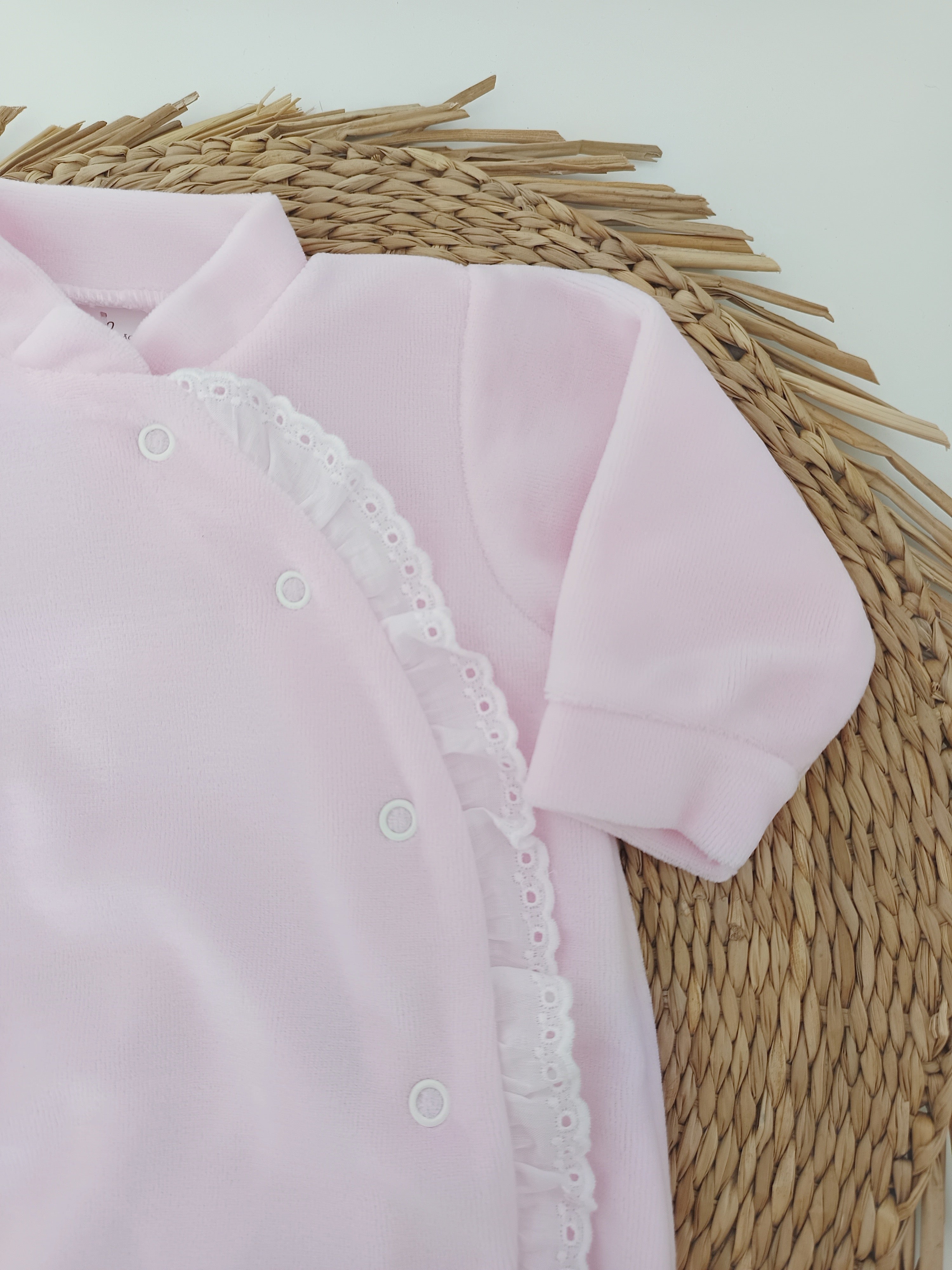 Babygrow Algodão Folho Lateral Rosa