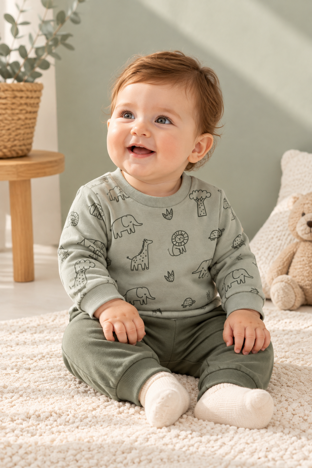 Conjunto de Calças e Camisola Animais Verde
