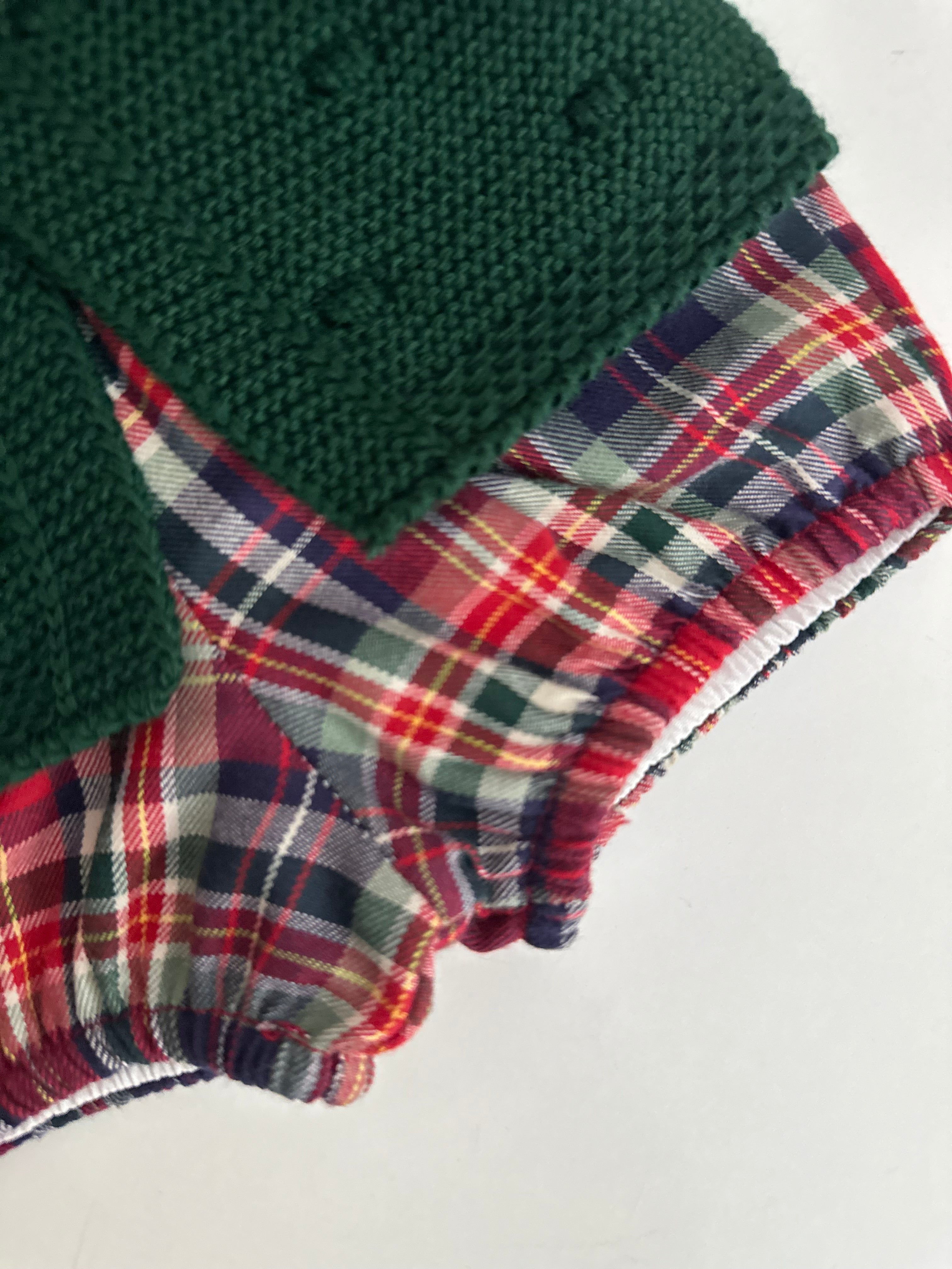 Tapa Fraldas com Casaco de Malha Xadrez Verde