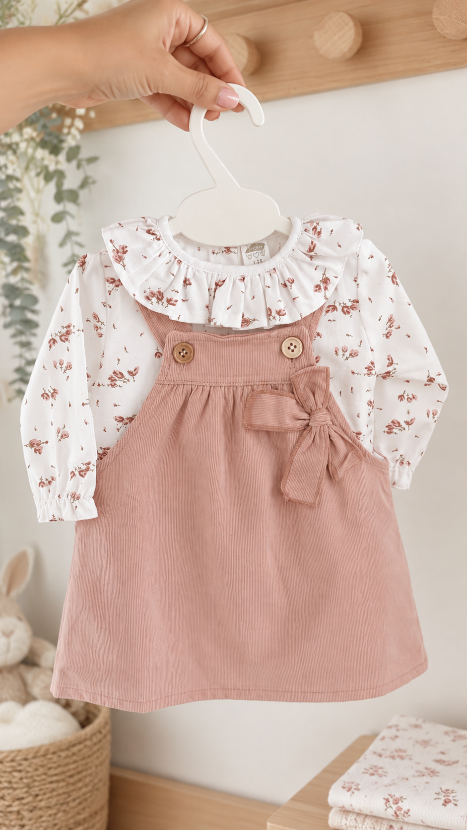 Vestido com blusa flores Rosa Velho