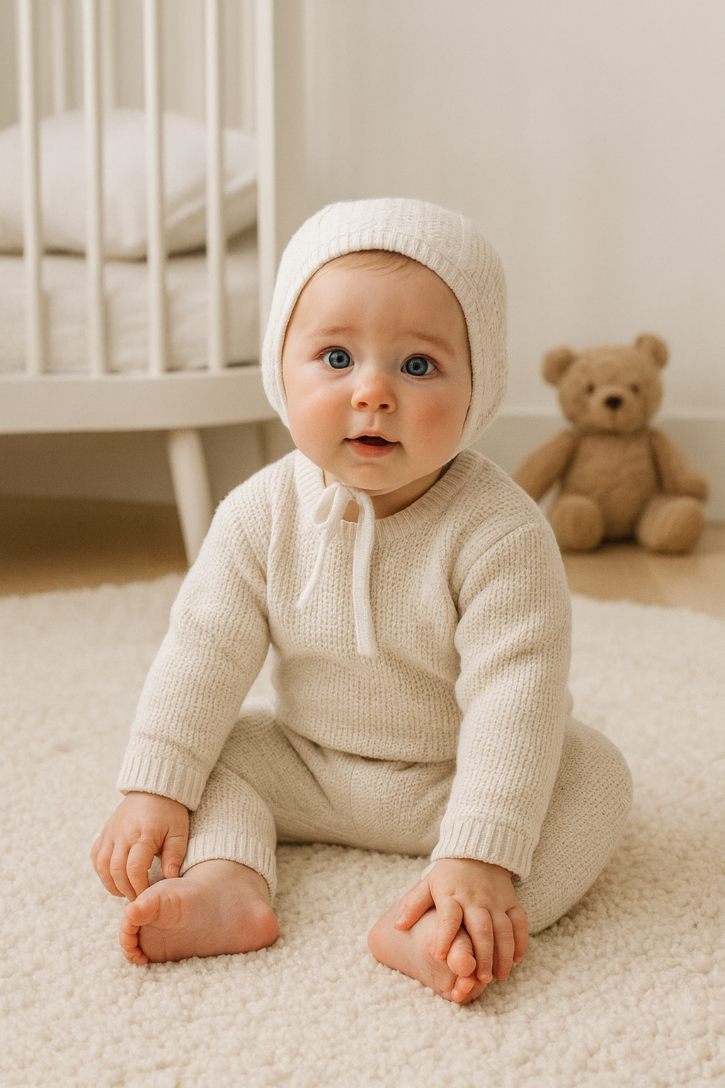 Babygrow de Malha Losangos com Touca Areia