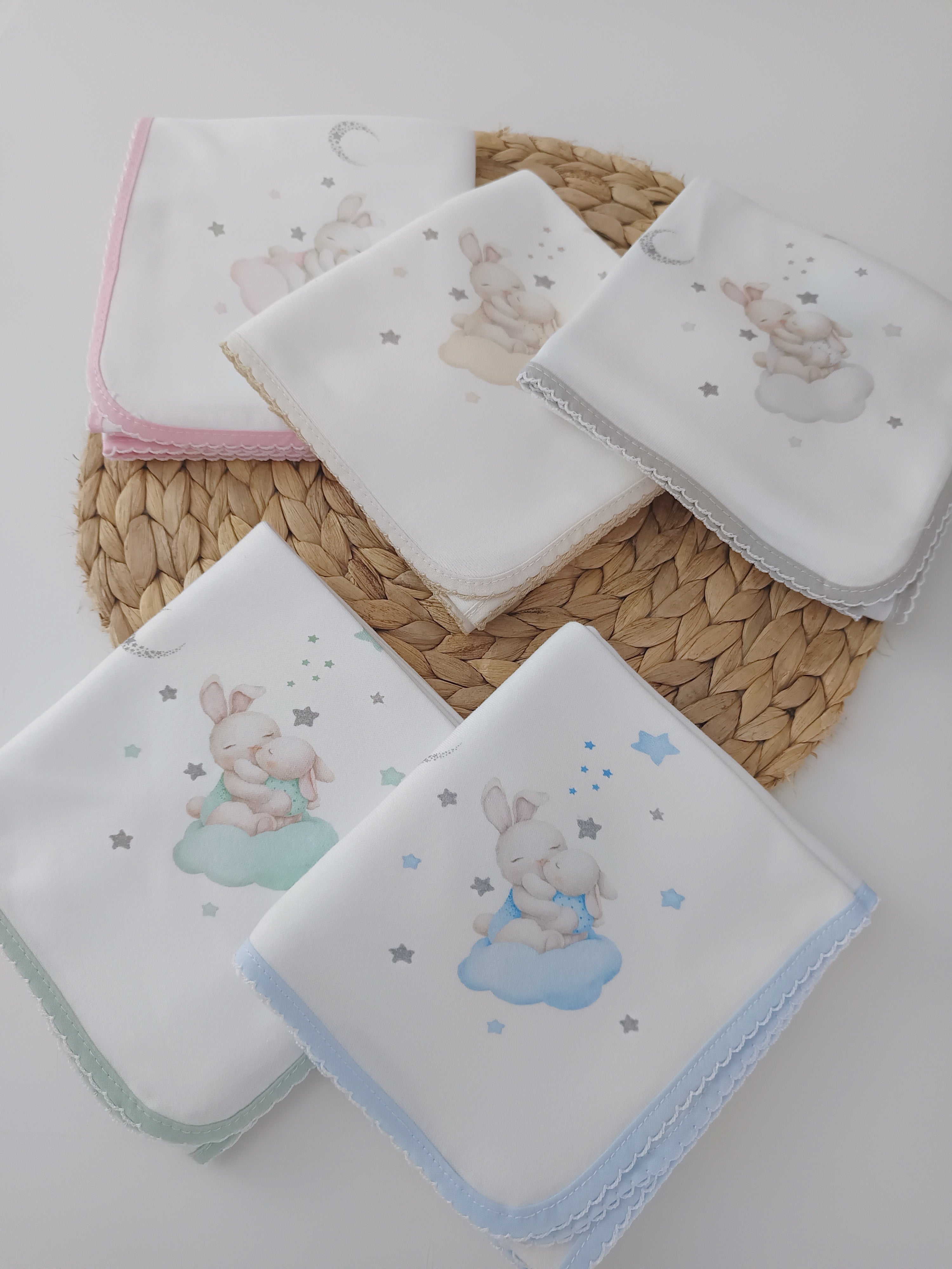 Fralda de Algodão para Bebé Coelhos Nuvem