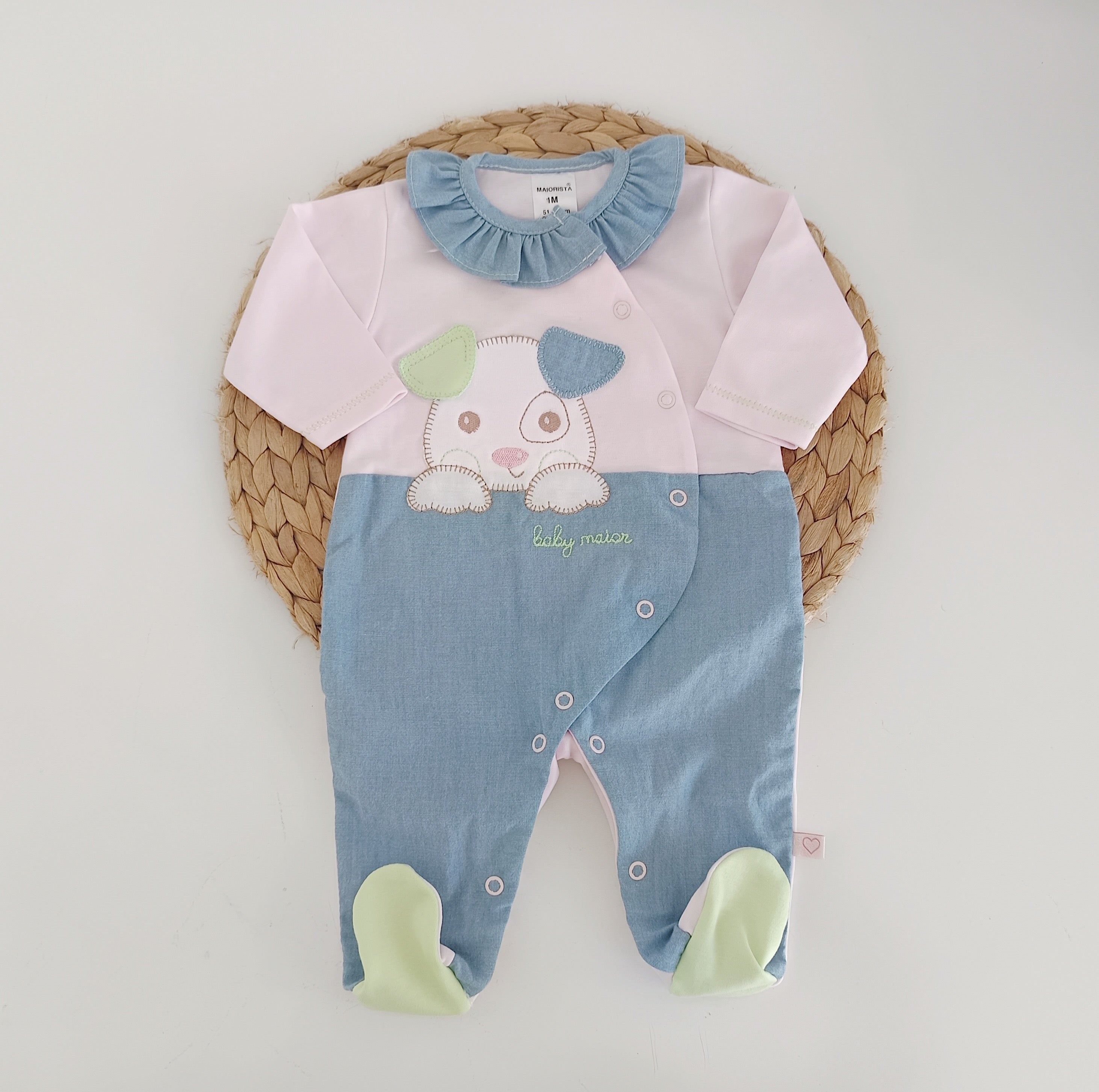 Babygrow Algodão Cão Rosa