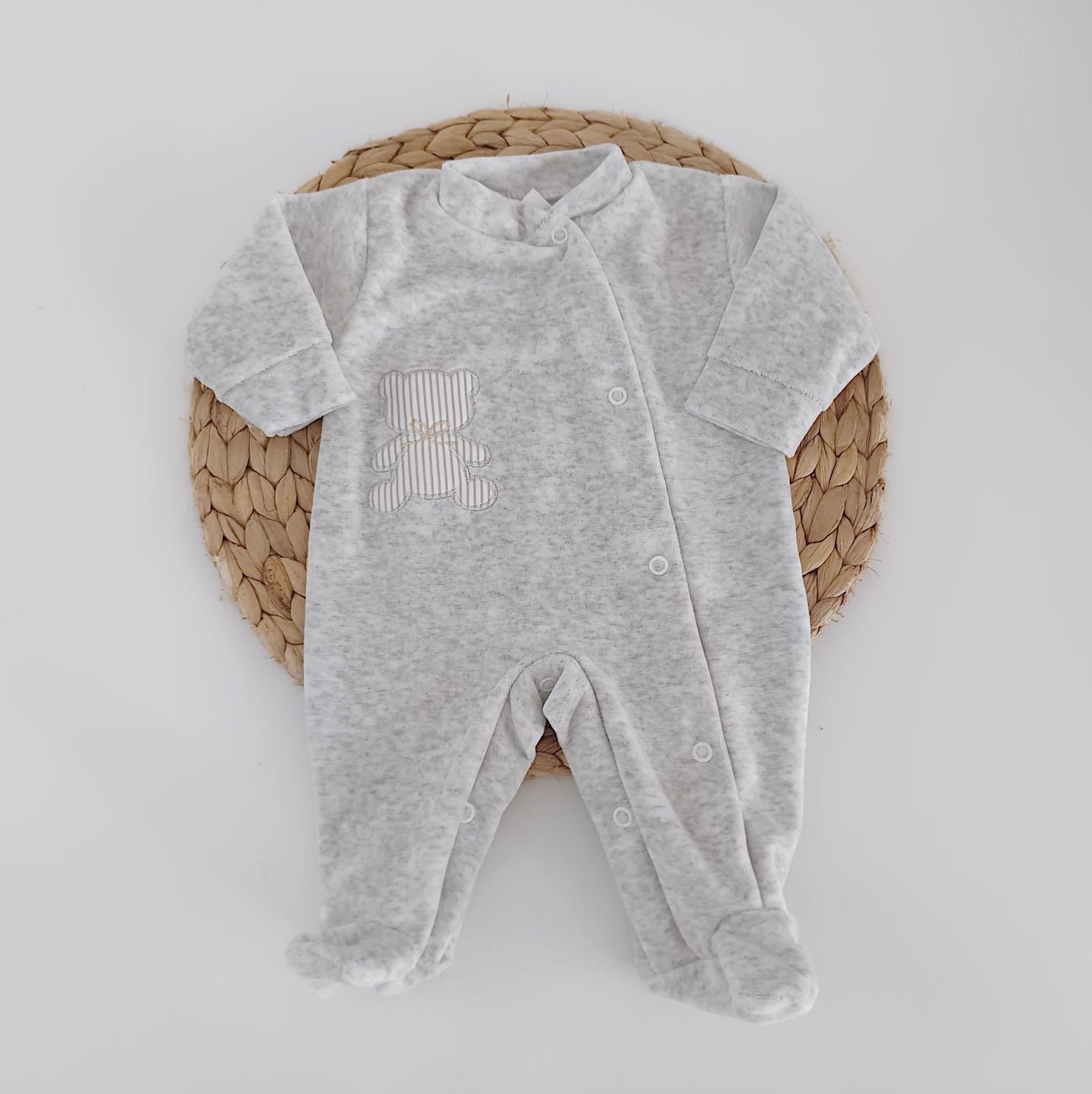 Babygrow de Veludo Urso Cinza