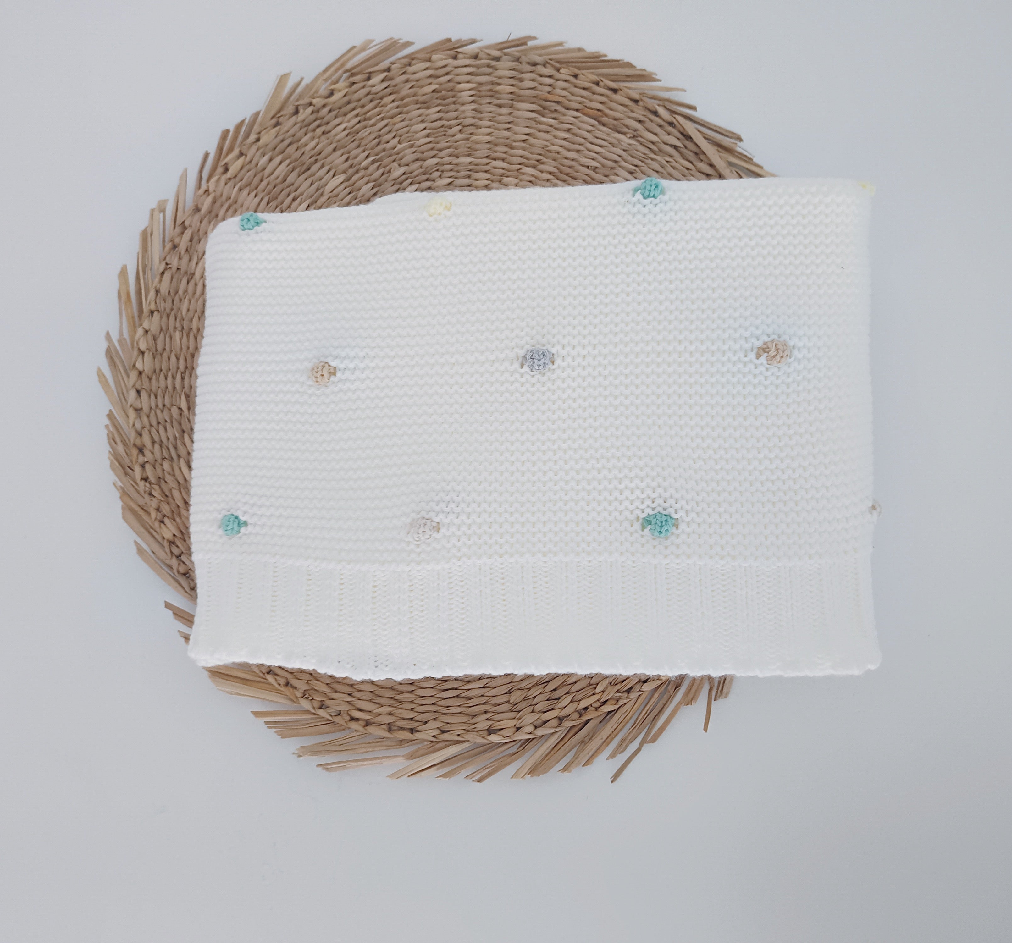 Manta de Malha para Bebé Pompons Coloridos várias cores