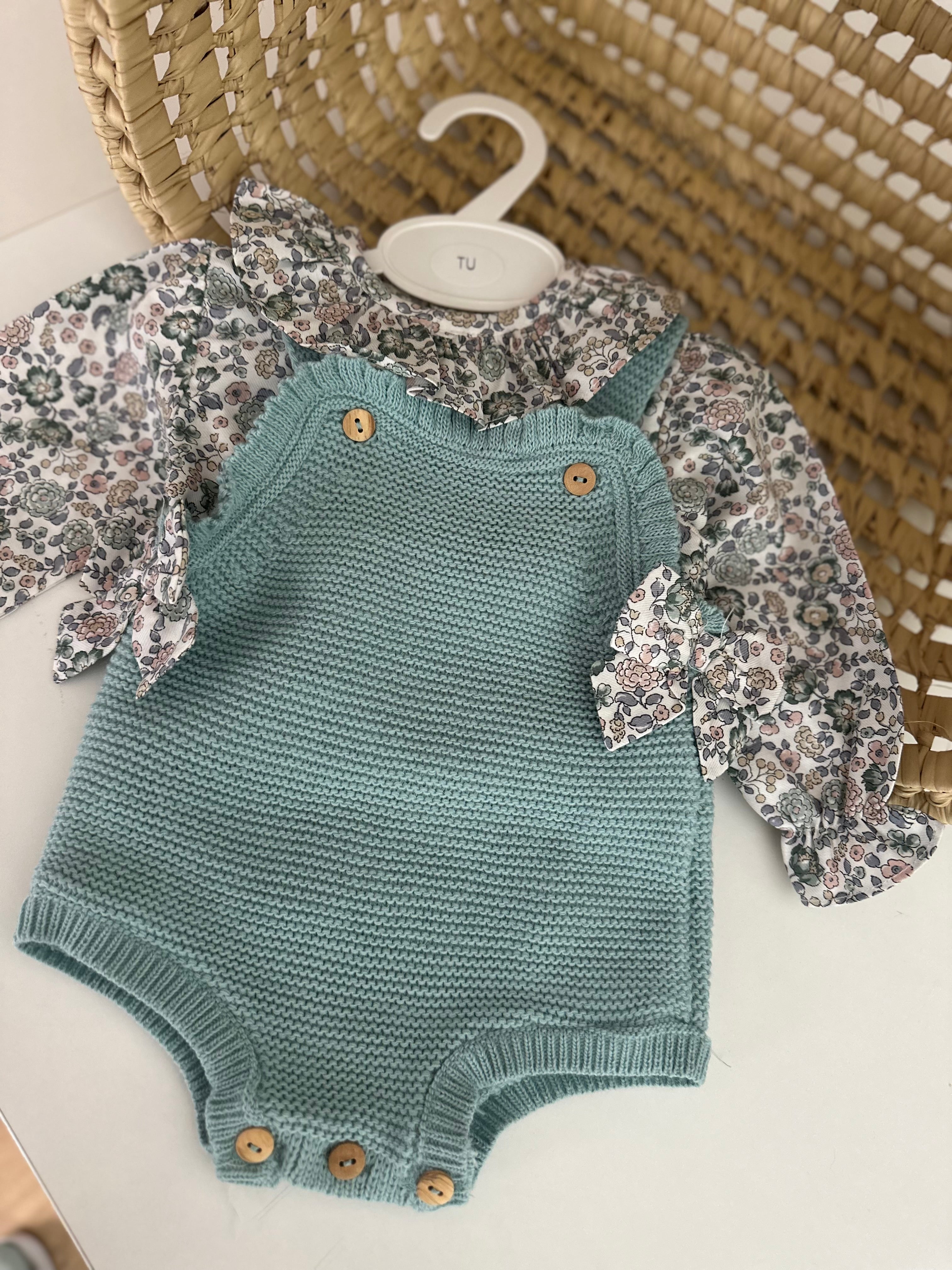 Fofo de Malha com Blusa Flores Verde