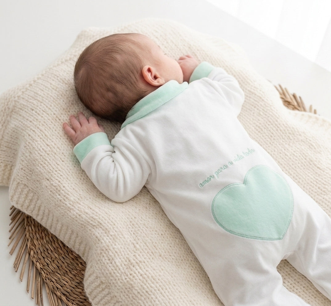 Amor Para a Vida Toda® | Babygrow Coração Verde Água
