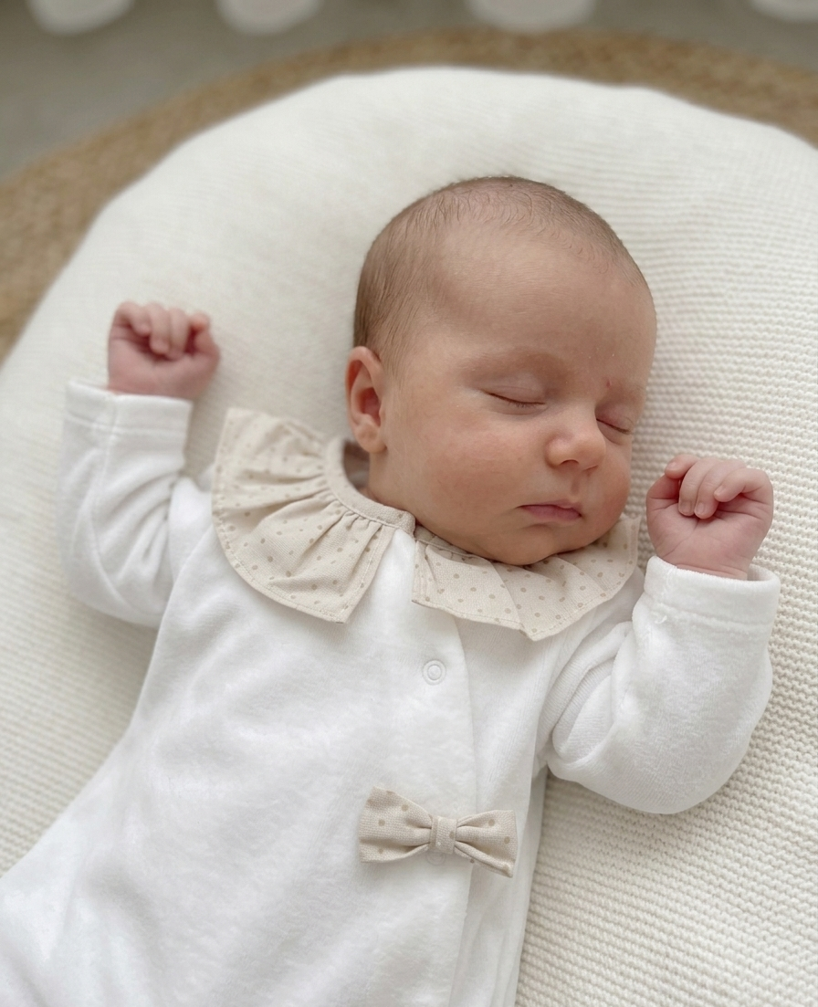 FitFiu Babies® | Babygrow Veludo Laço Pintinhas Areia