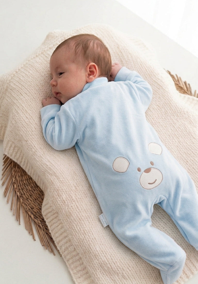 Babygrow Veludo Ursinho Orelhas Azul