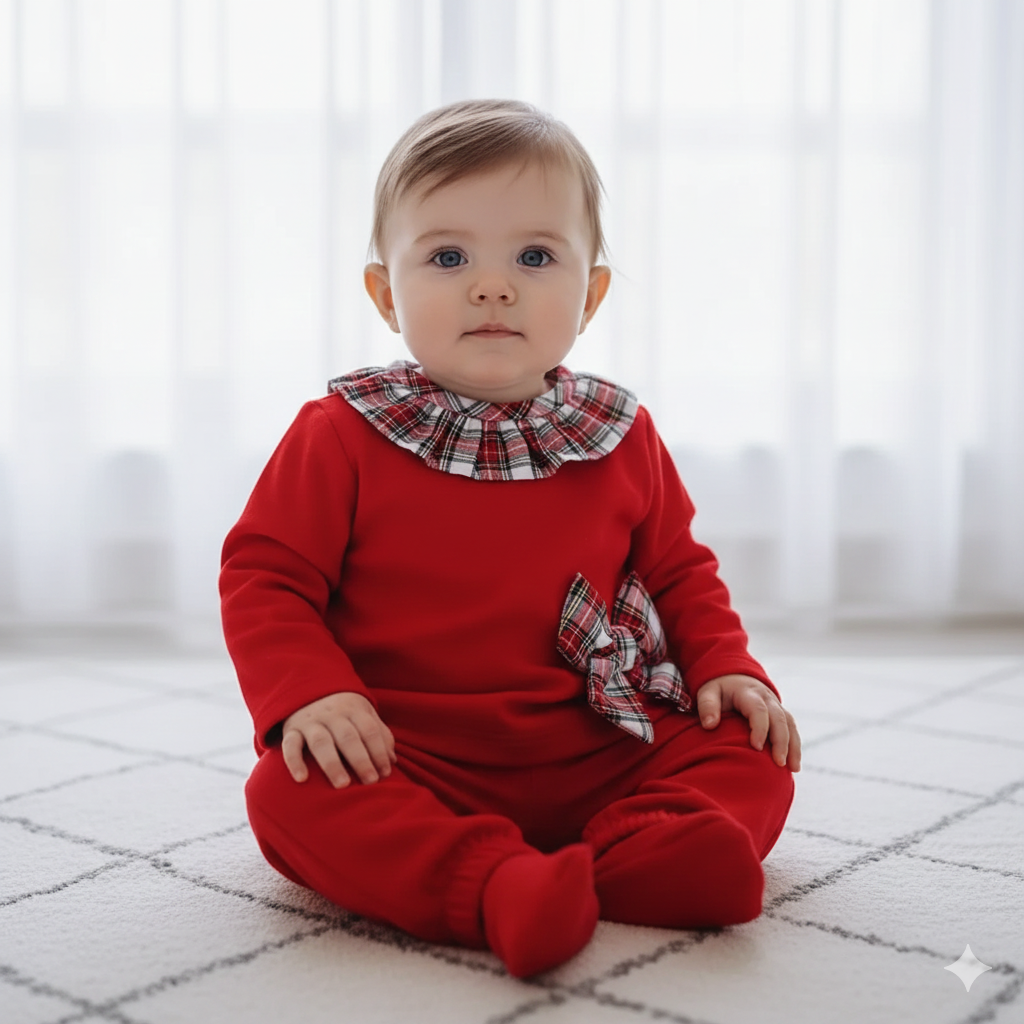 Conjunto Laçarote em baixo Xadrez Vermelho