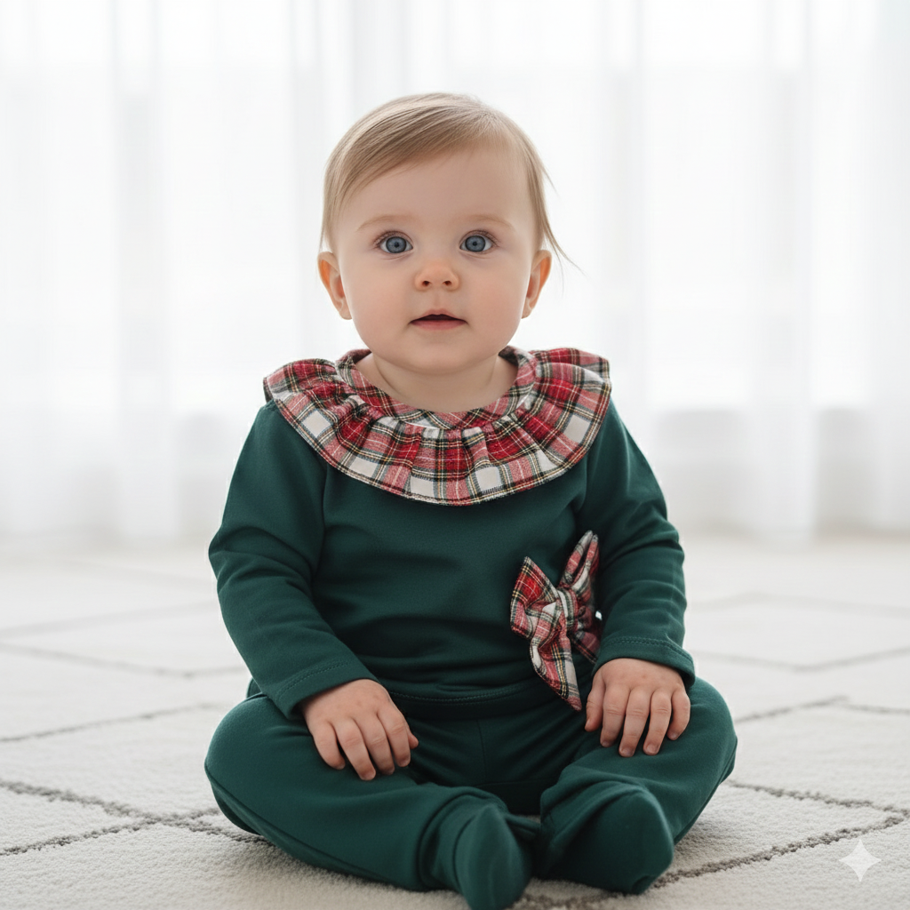 Conjunto Laçarote em baixo Xadrez Verde