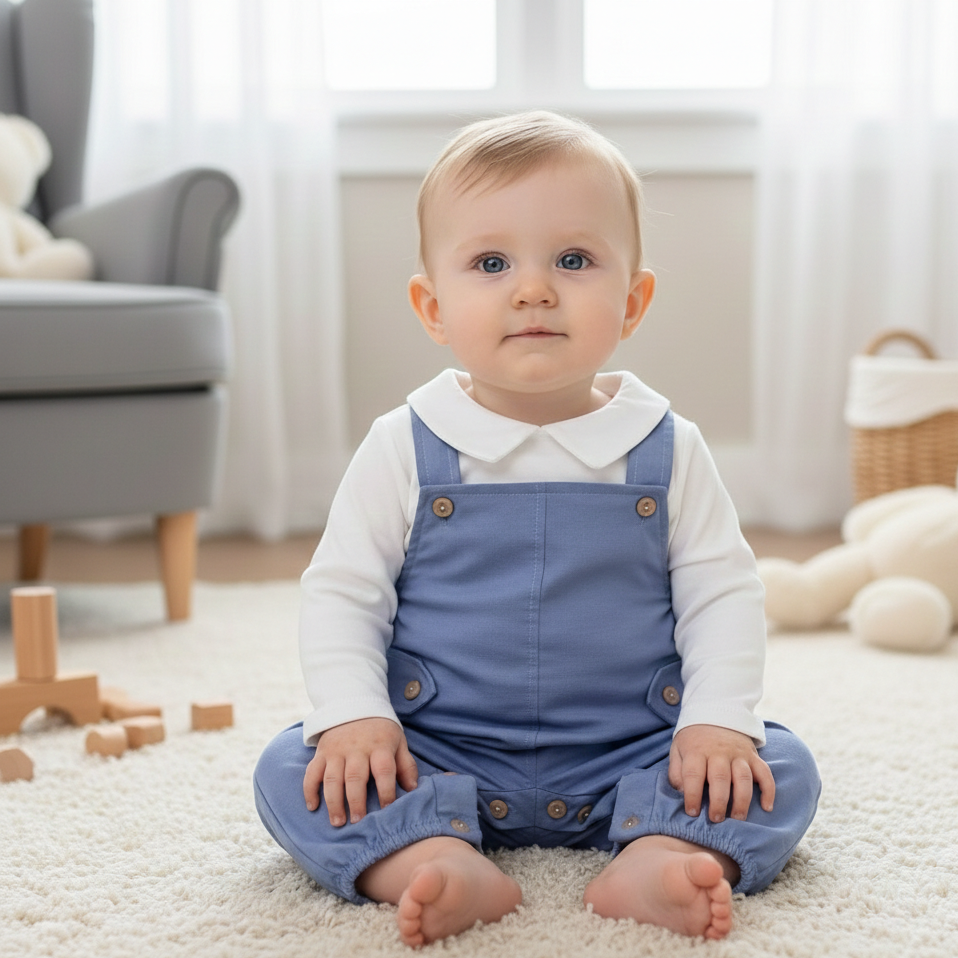 Jardineira Básica com Camisa Jeans