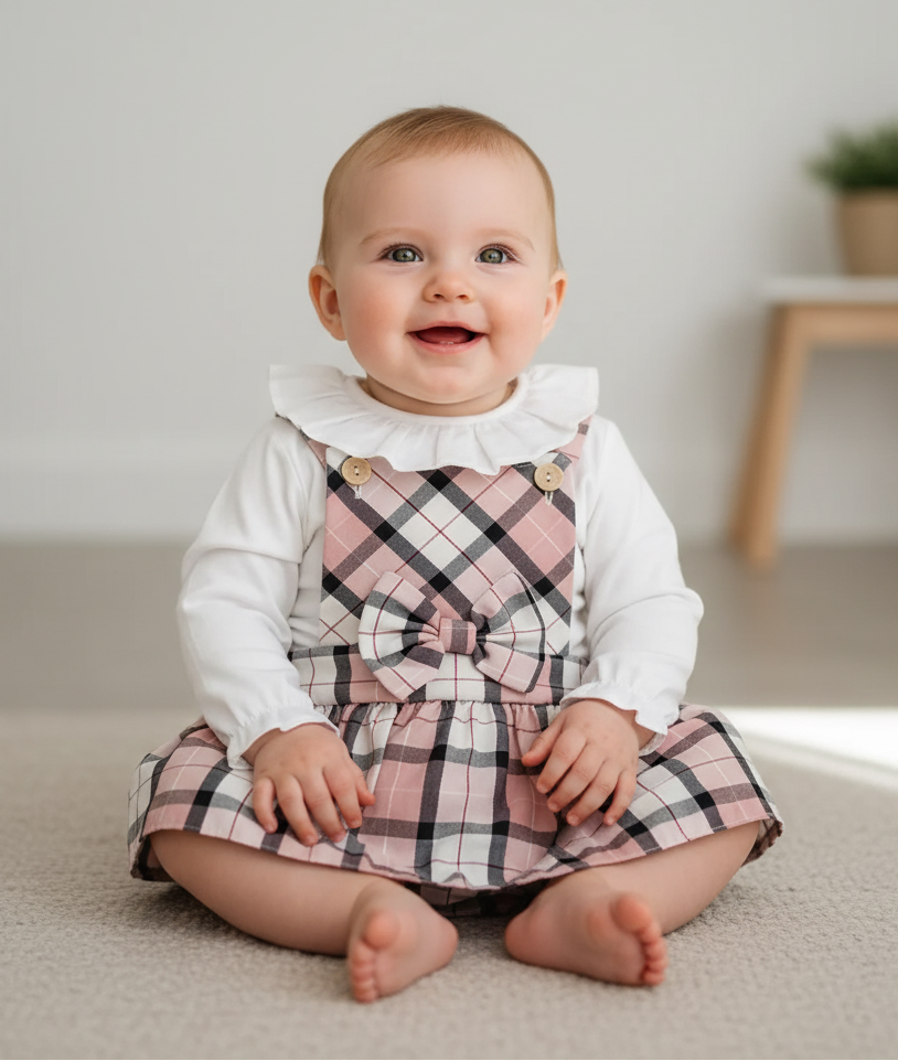 Fofo com Blusa Xadrez Laço Rosa