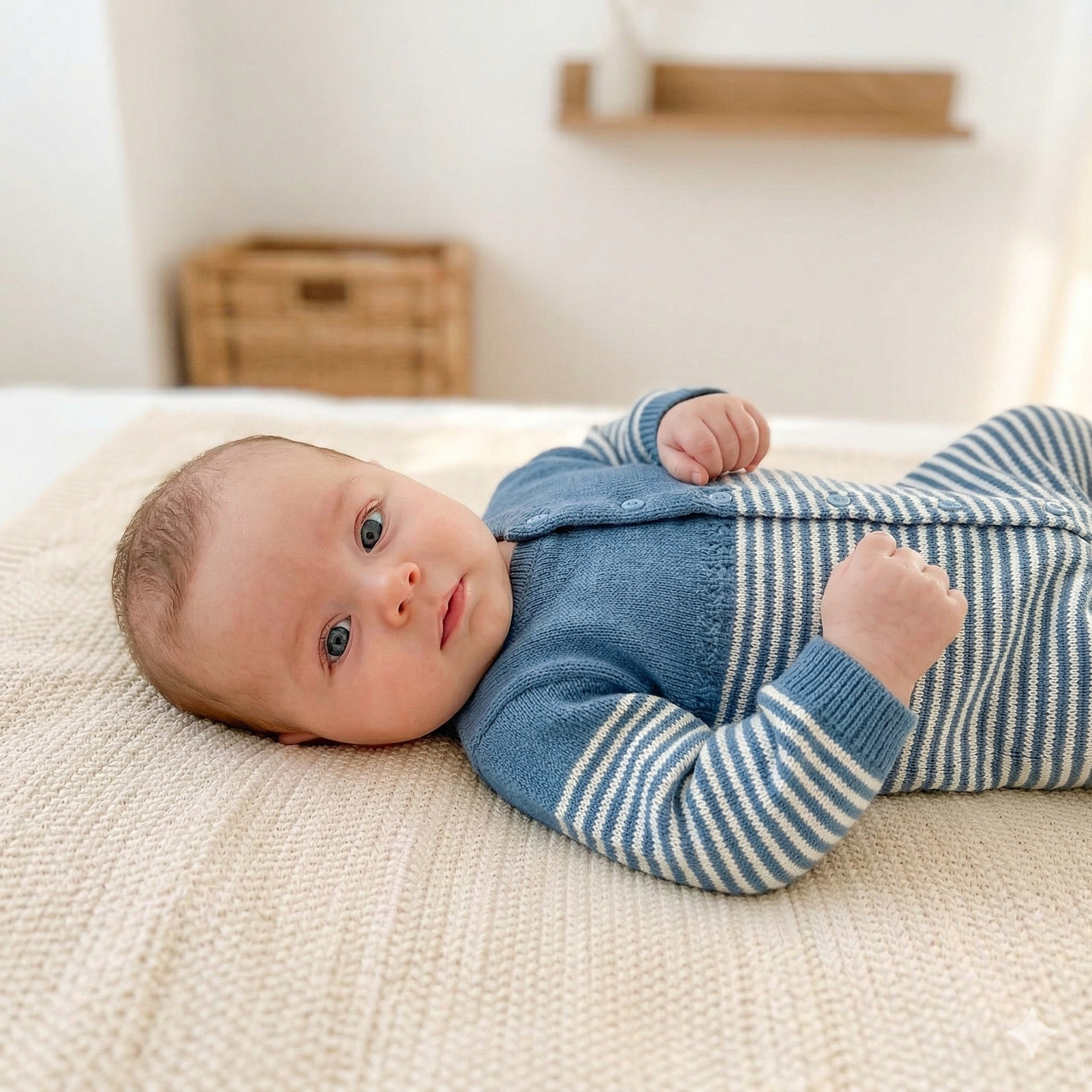 Babygrow de Malha Riscas Jeans