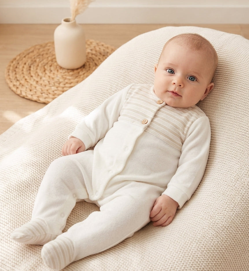 FitFiu Babies® | Babygrow Peitilho Riscas com Botões Pérola