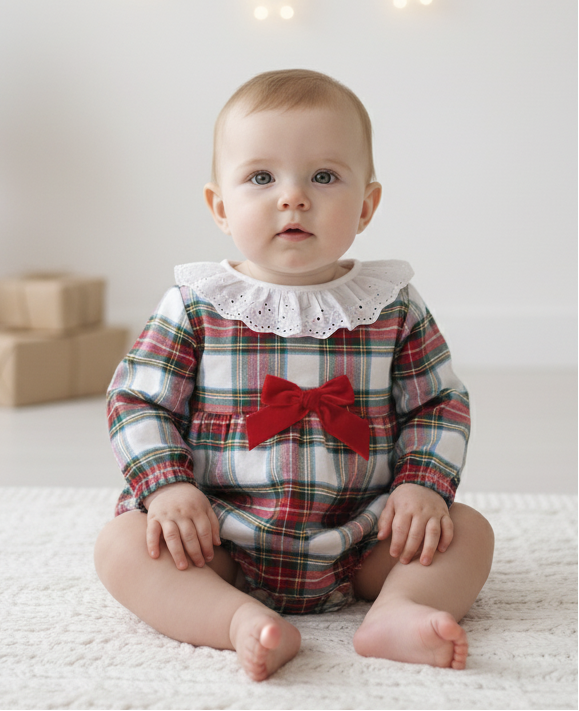 Fofo Xadrez com Laço Branco Verde