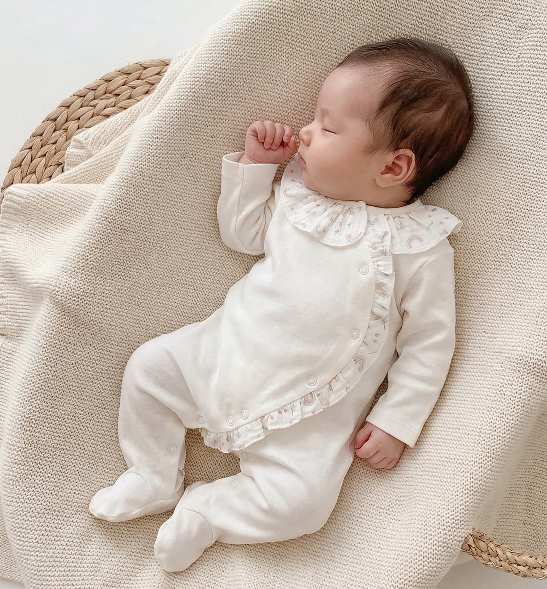 Babygrow Folho e Gola Musselina Flores Pérola