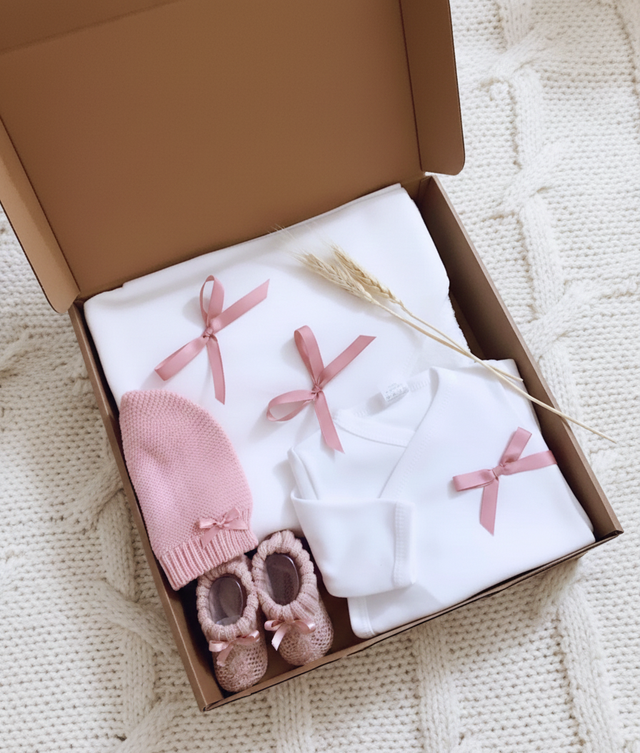 FitFiu Babies® | Pack Laços Toalha Interior Gorro Carapins Rosa Velho