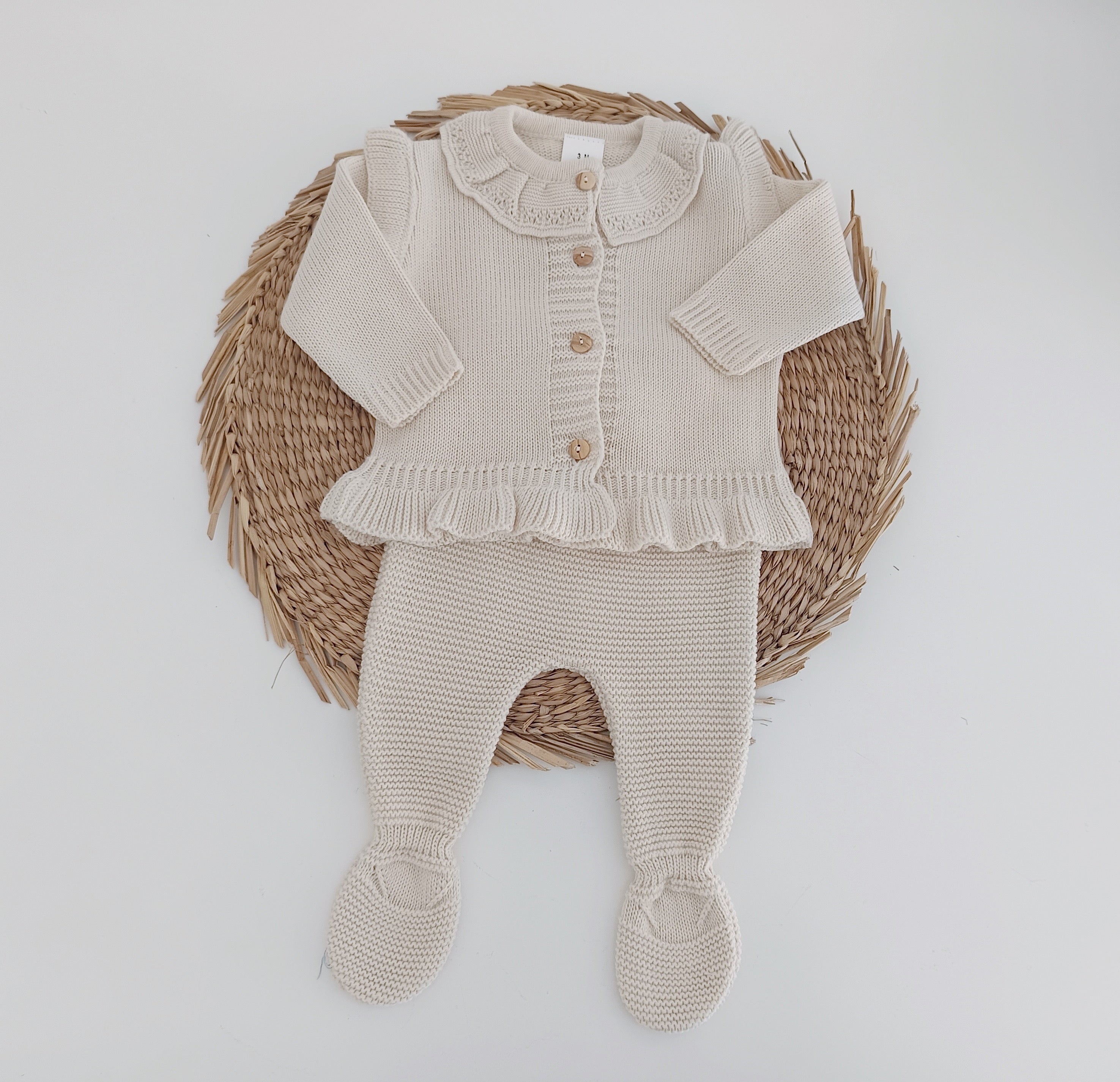 Conjunto de Malha Gola com casaco Areia