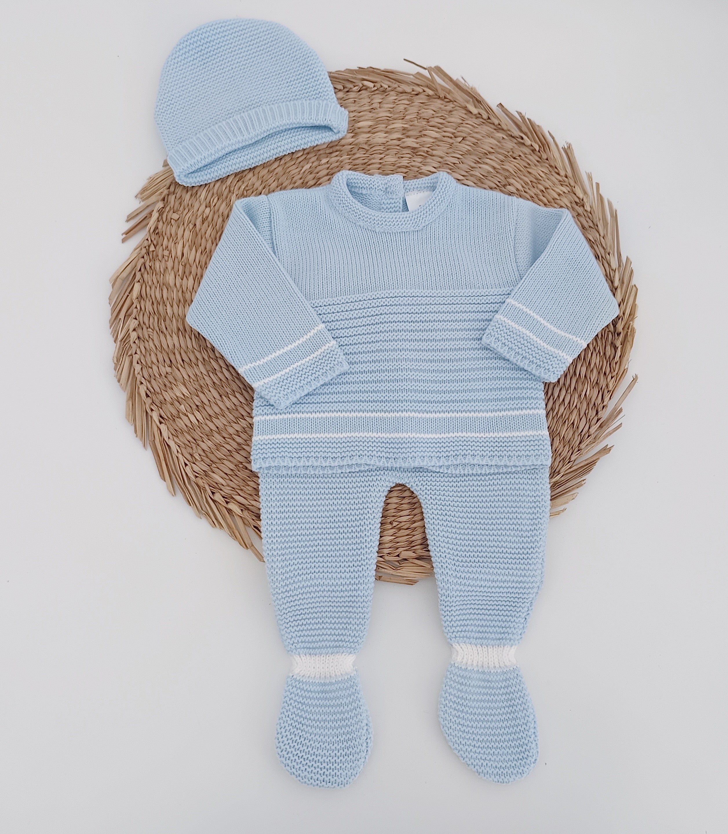 Conjunto de Malha Listas Azul