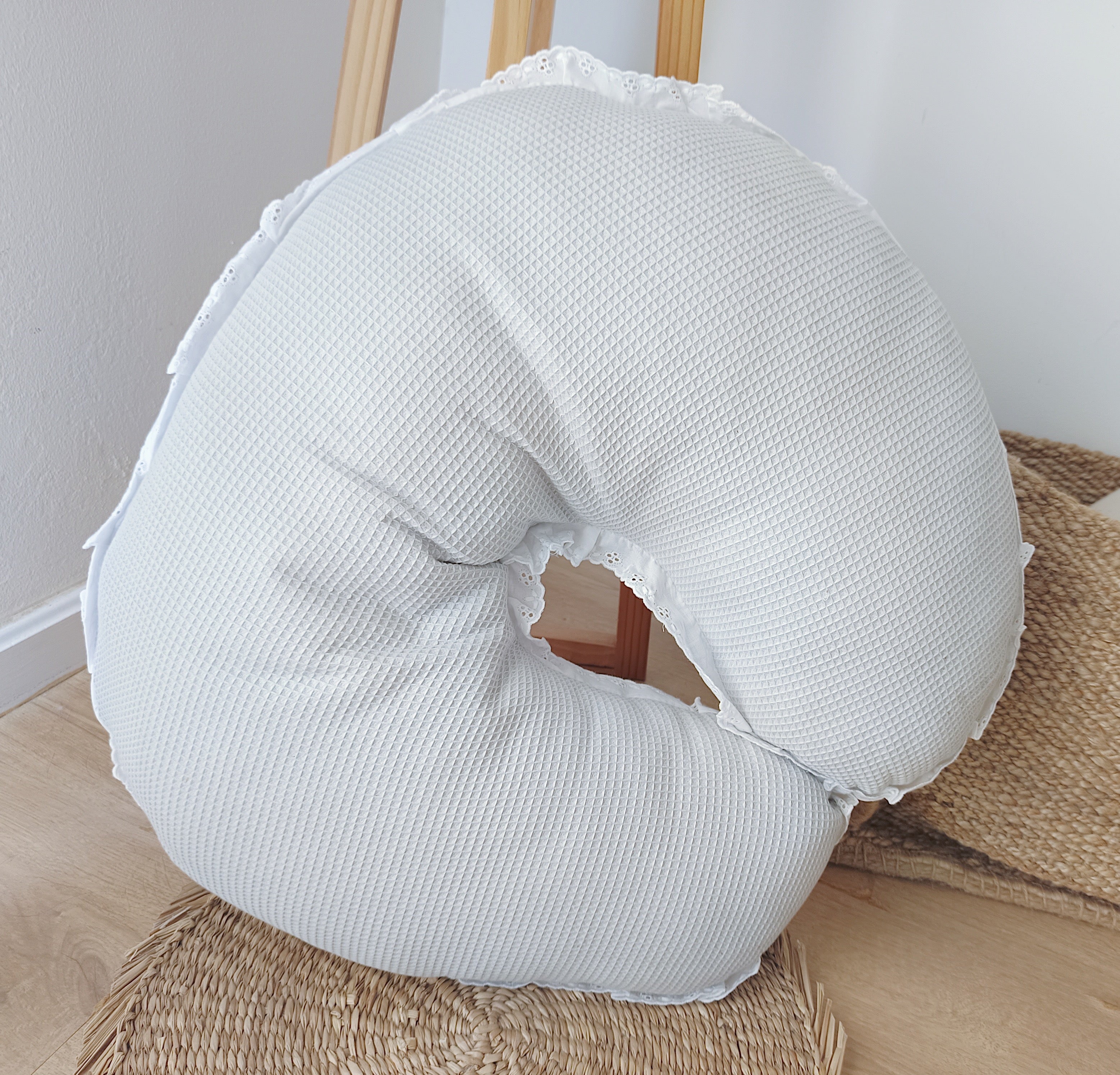 Almofada de Amamentação Waffle Cinza