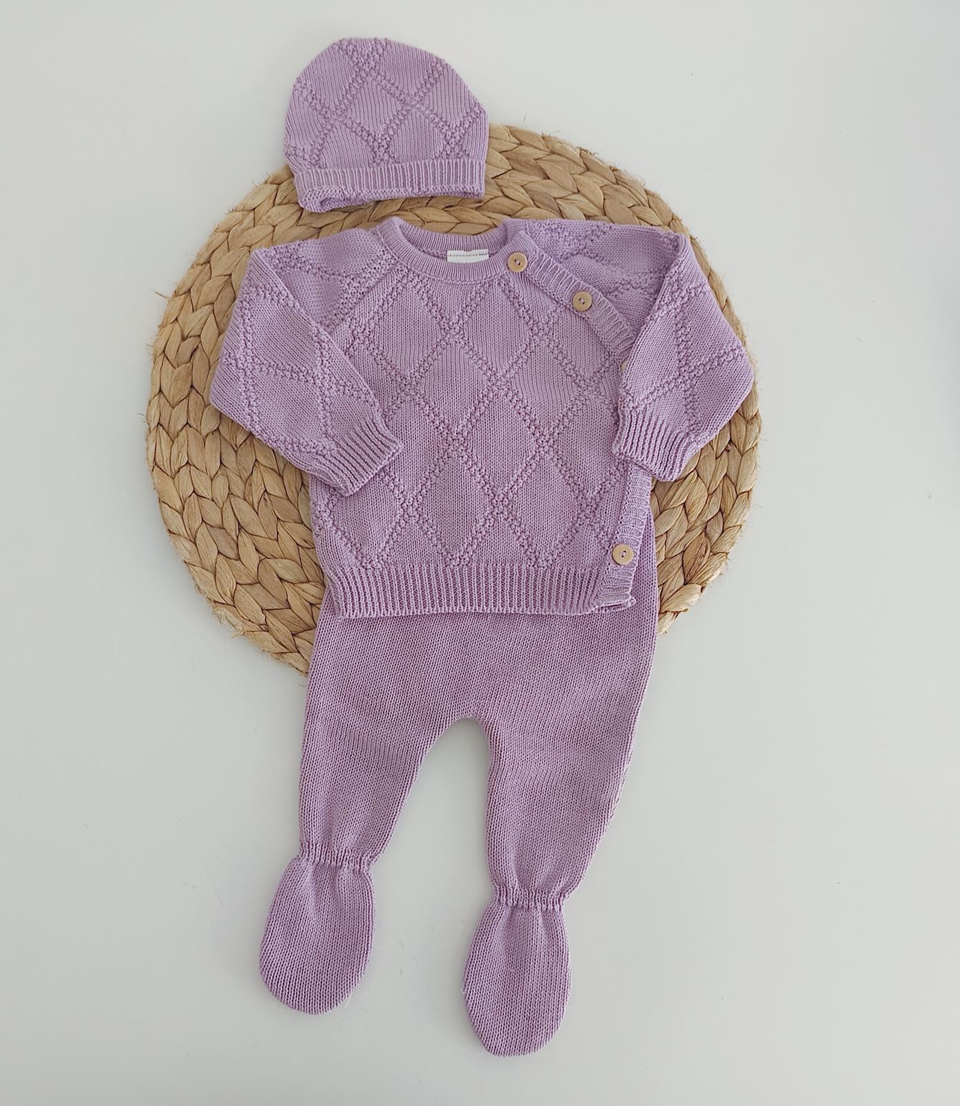 Conjunto de Malha Algodão Losangos Lilás