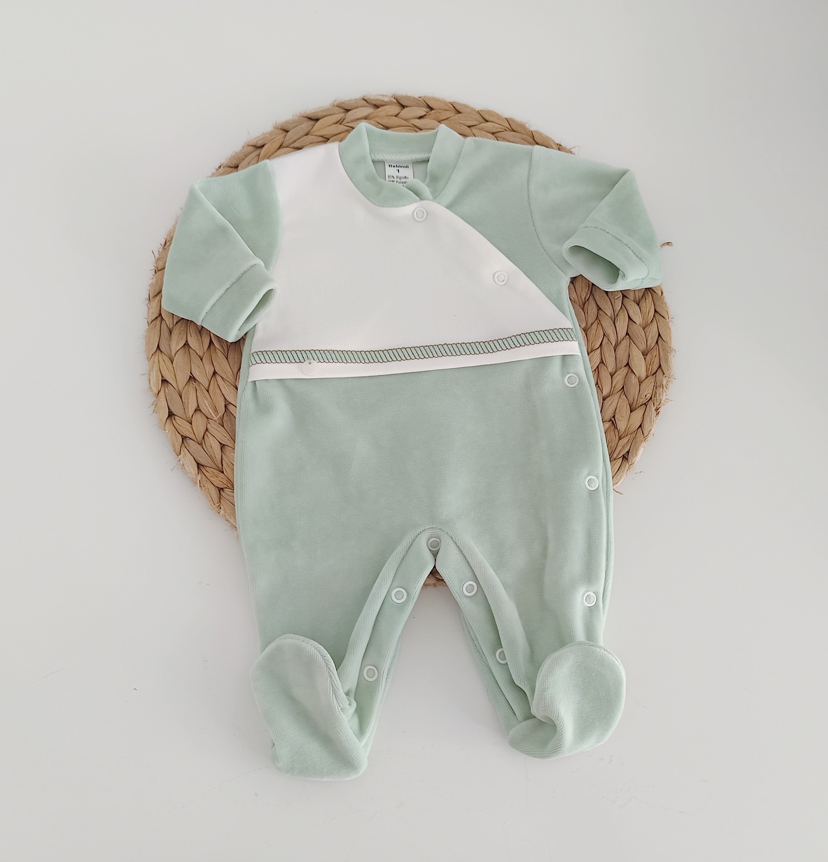 Babygrow Veludo Peitilho Barra Verde