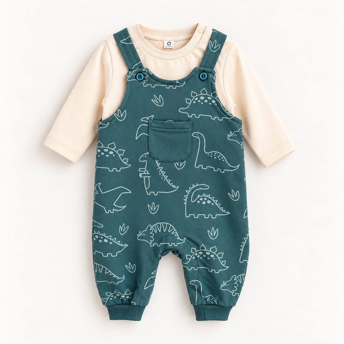 Jardineiras com Camisola de Algodão Dinos Verde