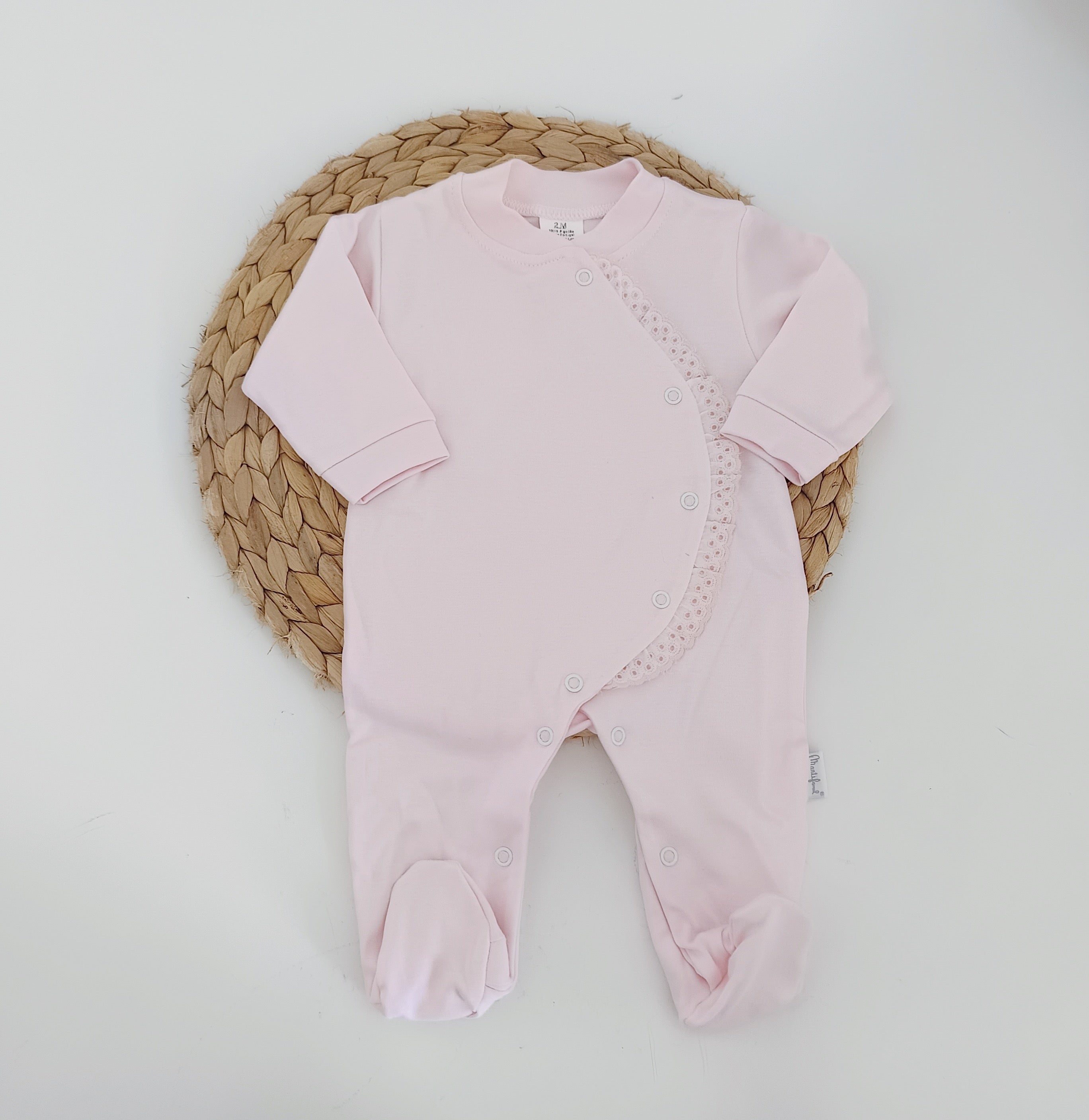 Babygrow Algodão Renda Rosa