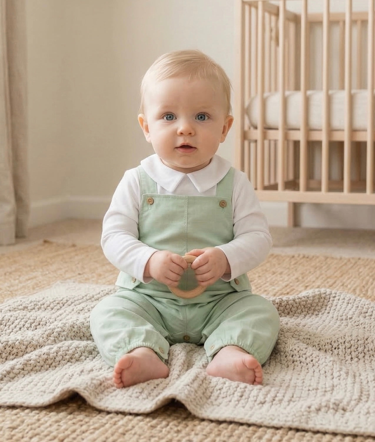 Jardineira bebé verde verão 