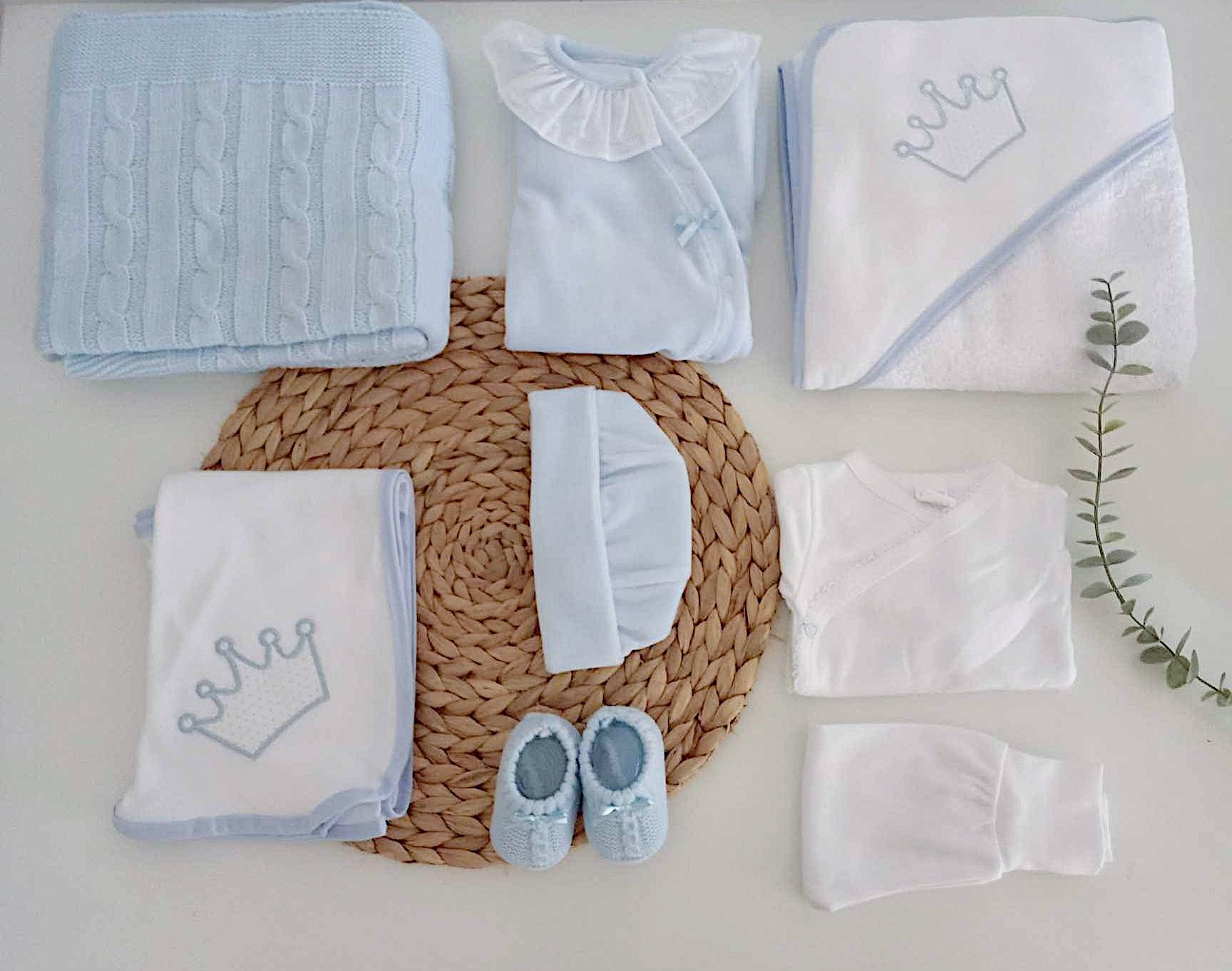 Kit de Maternidade Algodão Basic Gola Azul