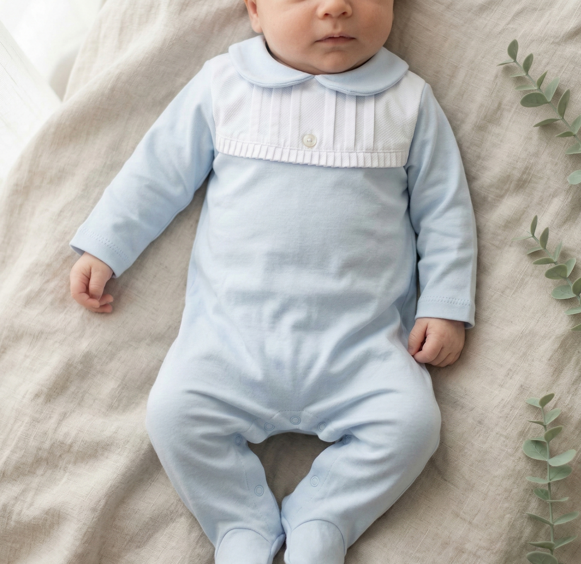 Babygrow Algodão Peitilho Folho Azul