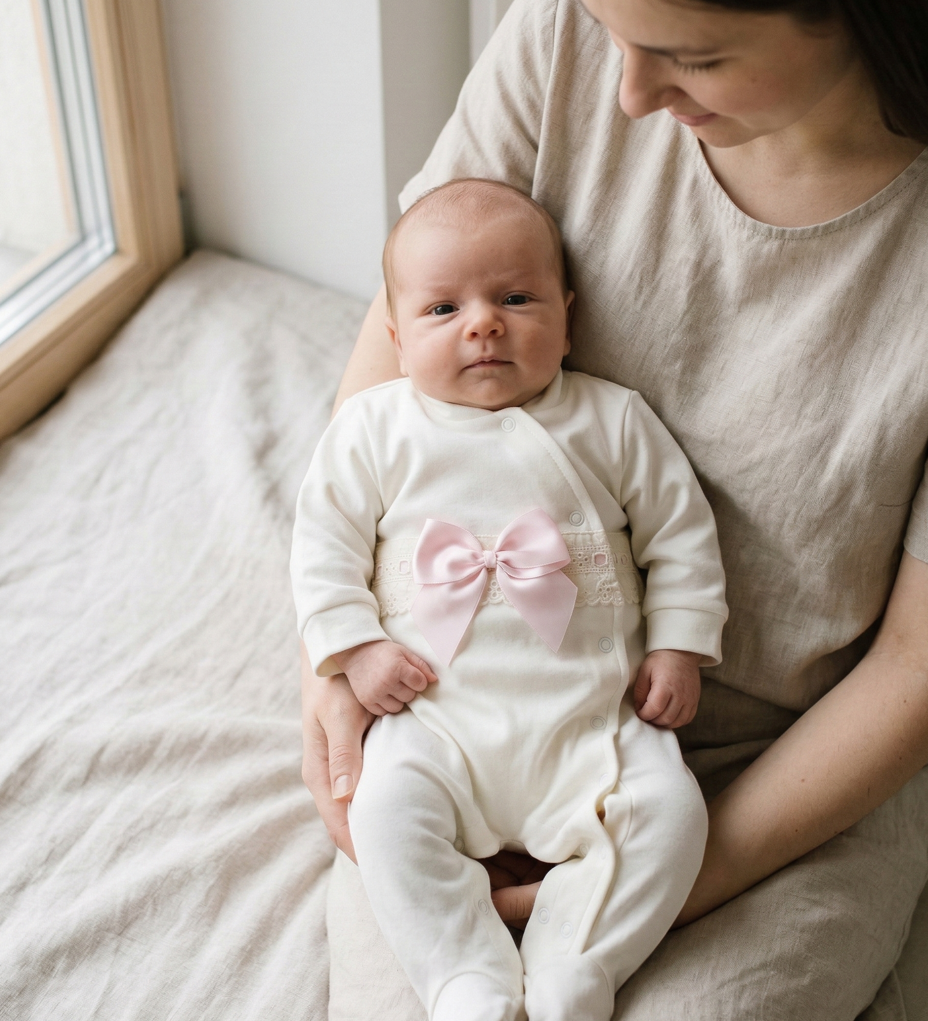Babygrow Algodão Laçarote Rosa